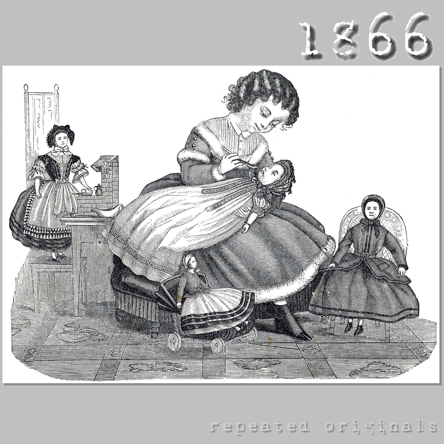 1866 Four Doll Costumes Sewing Pattern - INSTANT DOWNLOAD PDF