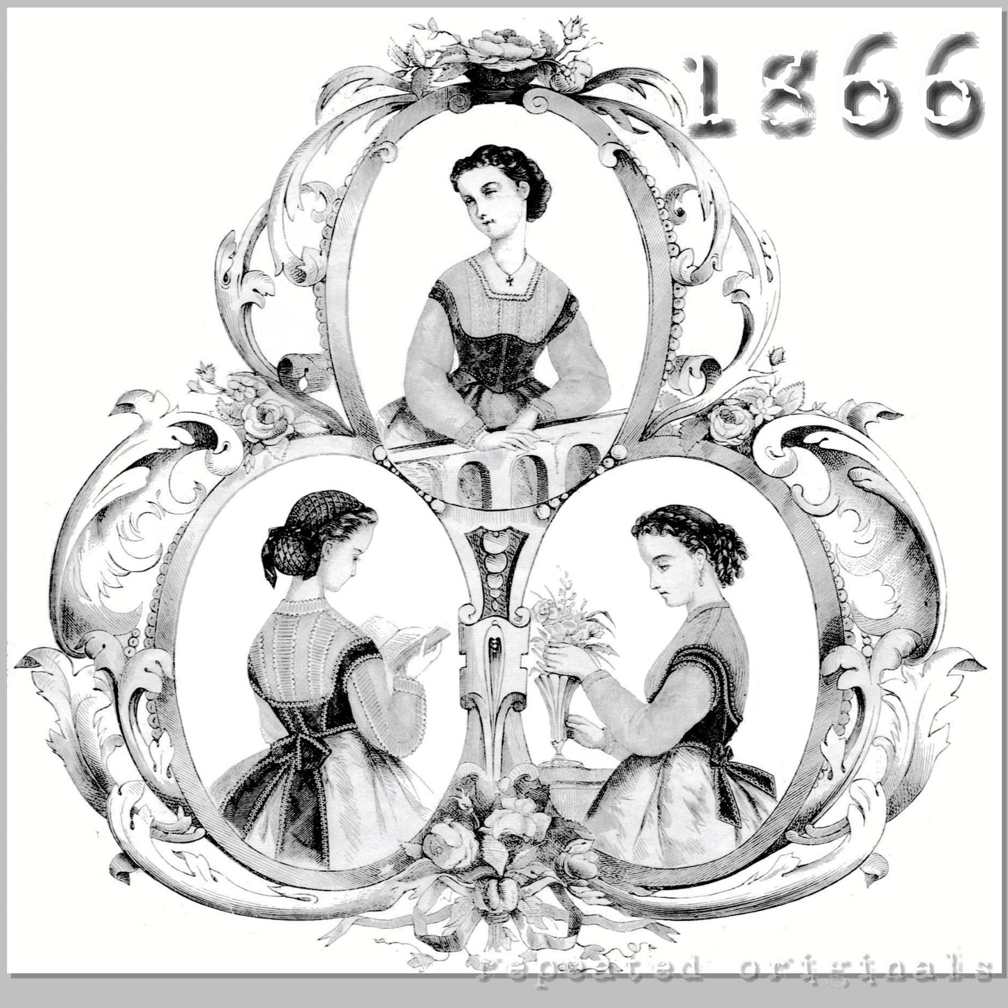 1866 3 Styles of Blouses and Corselets for Girl 12 - 14 years Sewing Pattern - INSTANT DOWNLOAD PDF
