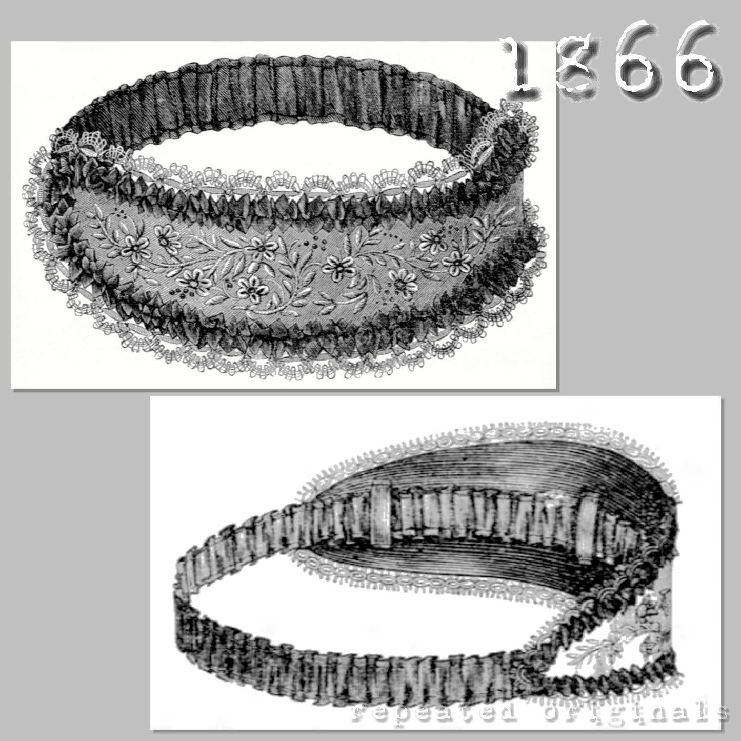 1866 Embroidered Garter Sewing Pattern - INSTANT DOWNLOAD PDF