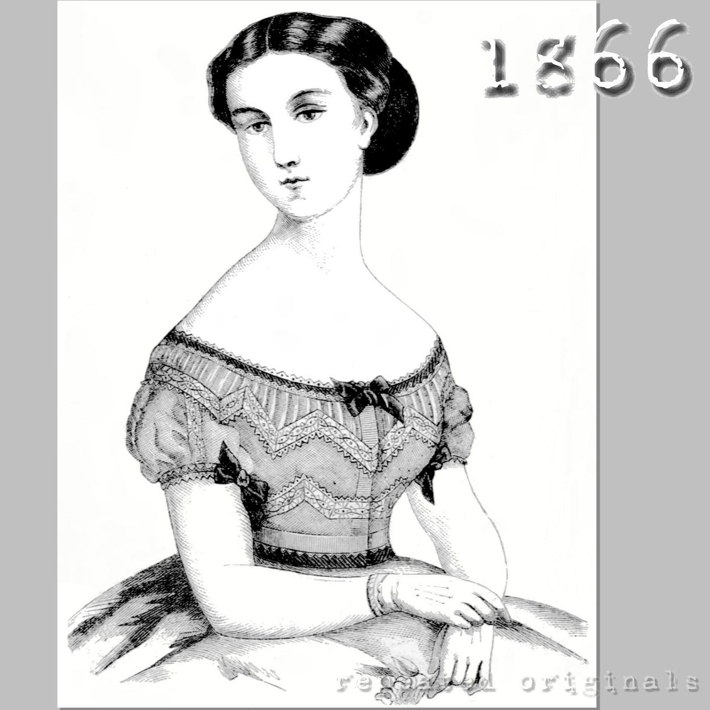 1866 Ball Gown Bodice Sewing Pattern - INSTANT DOWNLOAD PDF
