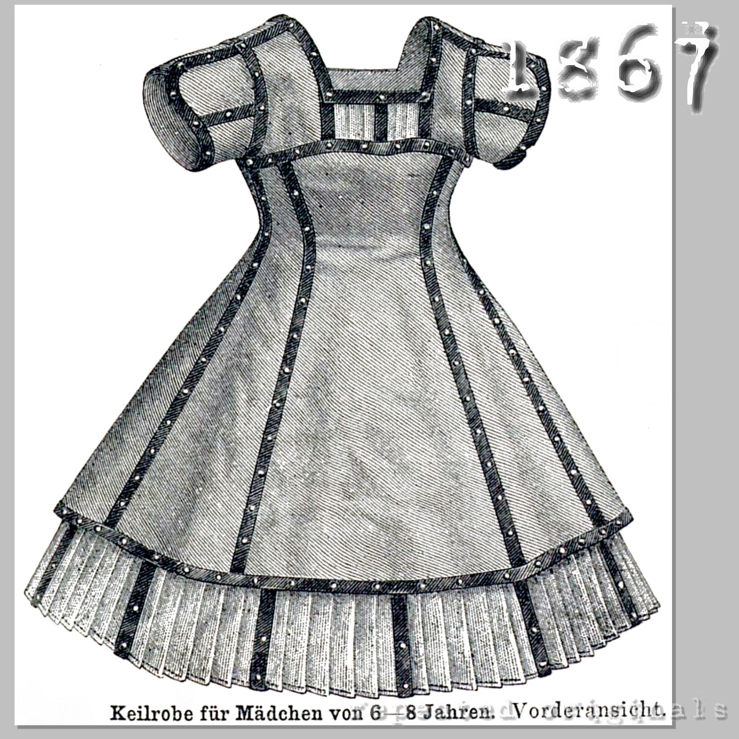 1867 Gored Dress for Girl 6-8 Years Sewing Pattern - INSTANT DOWNLOAD PDF