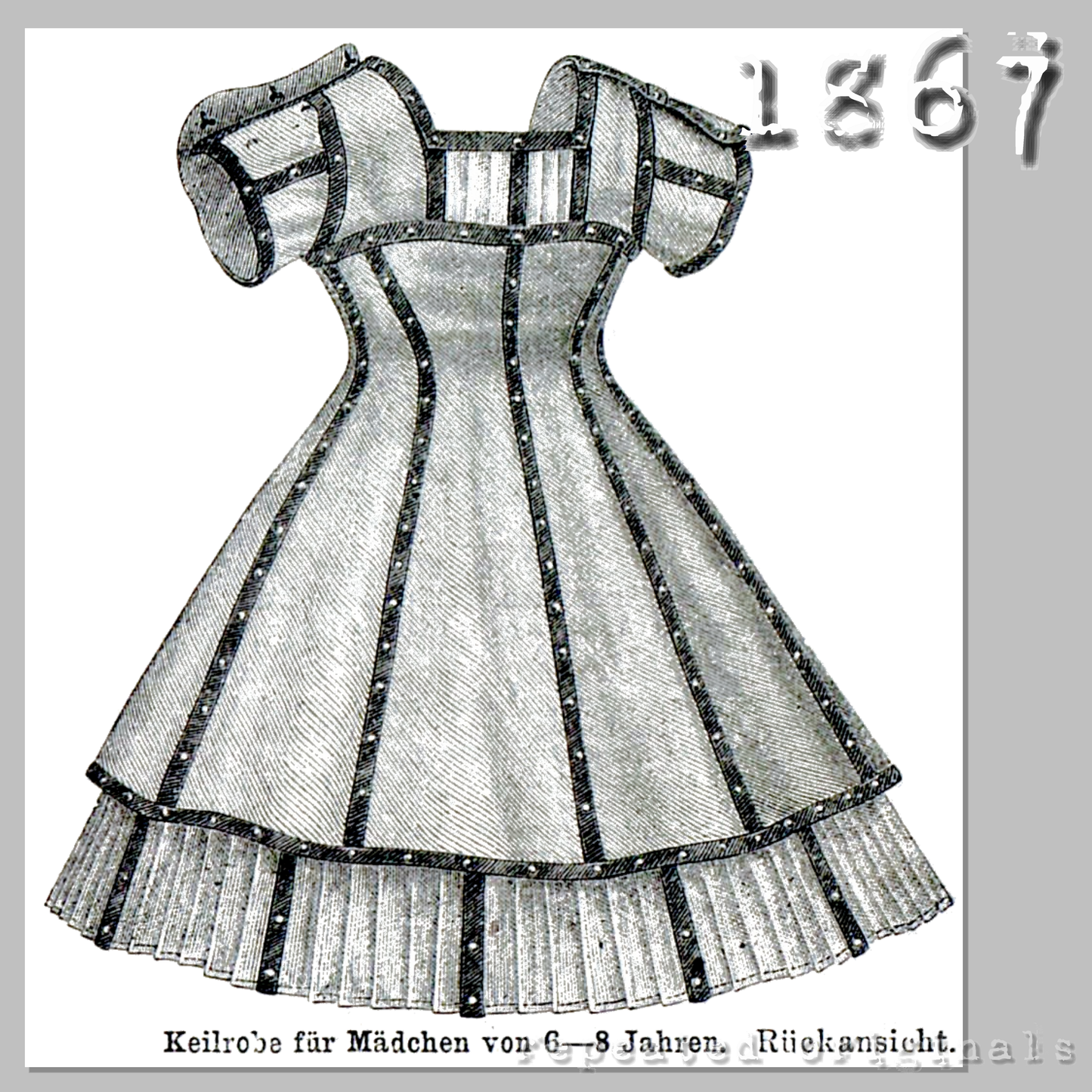 1867 Gored Dress for Girl 6-8 Years Sewing Pattern - INSTANT DOWNLOAD PDF