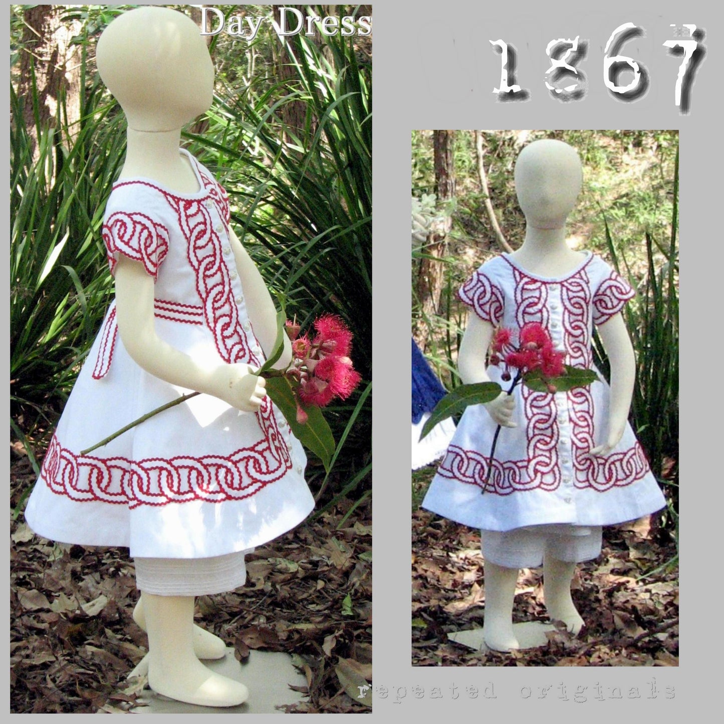 1867 Day Dress for a girl of 4 to 6 years Sewing Pattern - INSTANT DOWNLOAD PDF