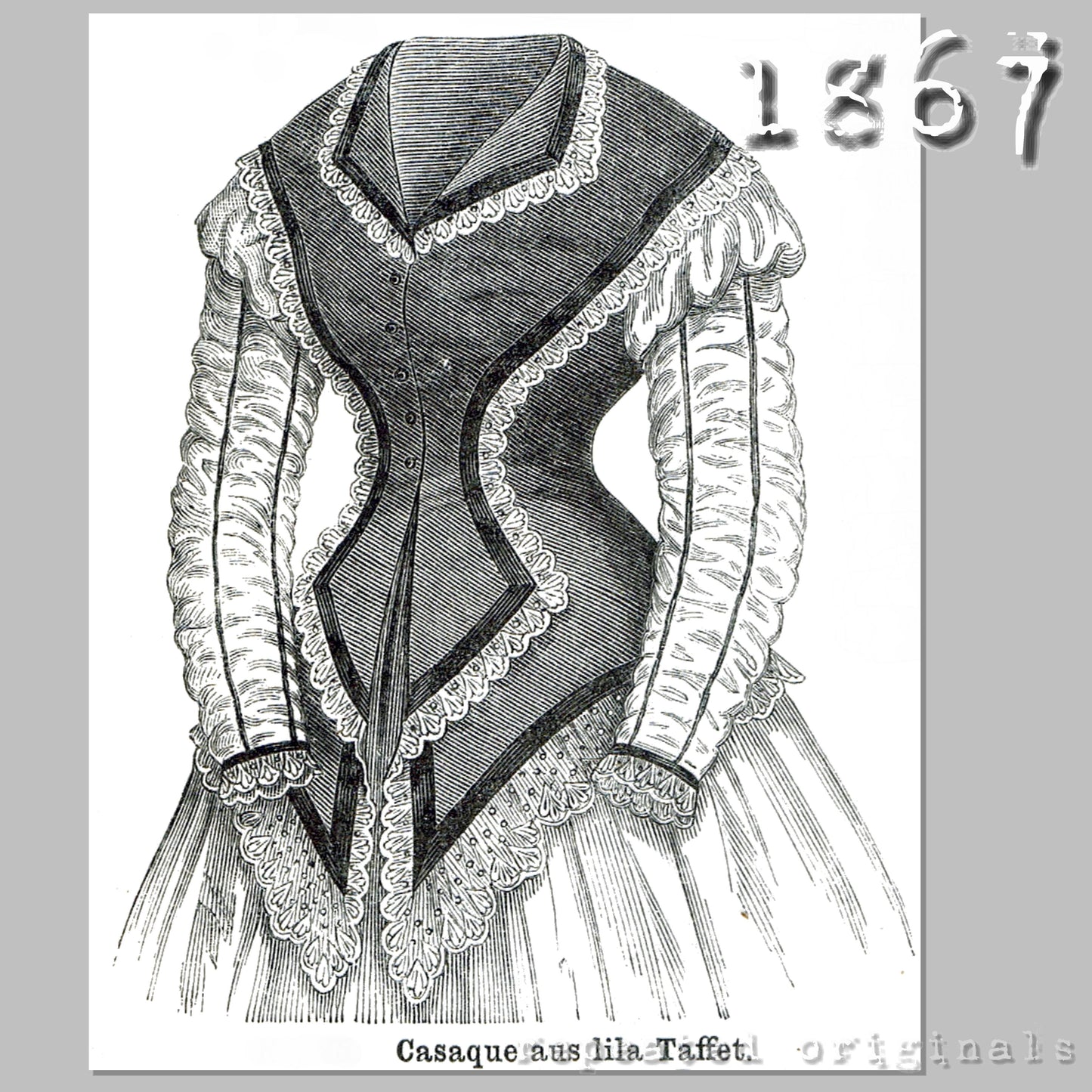 1867 Casaque of purple taffeta Sewing Pattern - INSTANT DOWNLOAD PDF