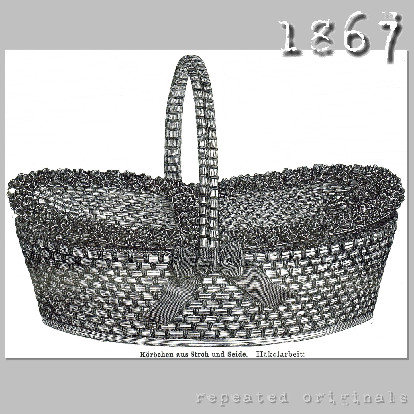 1867 Straw and Silk Lidded Basket Pattern - INSTANT DOWNLOAD PDF