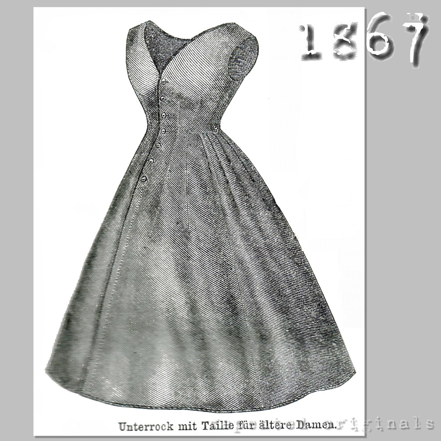 1867 Bodiced petticoat for older ladies Sewing Pattern - INSTANT DOWNLOAD PDF
