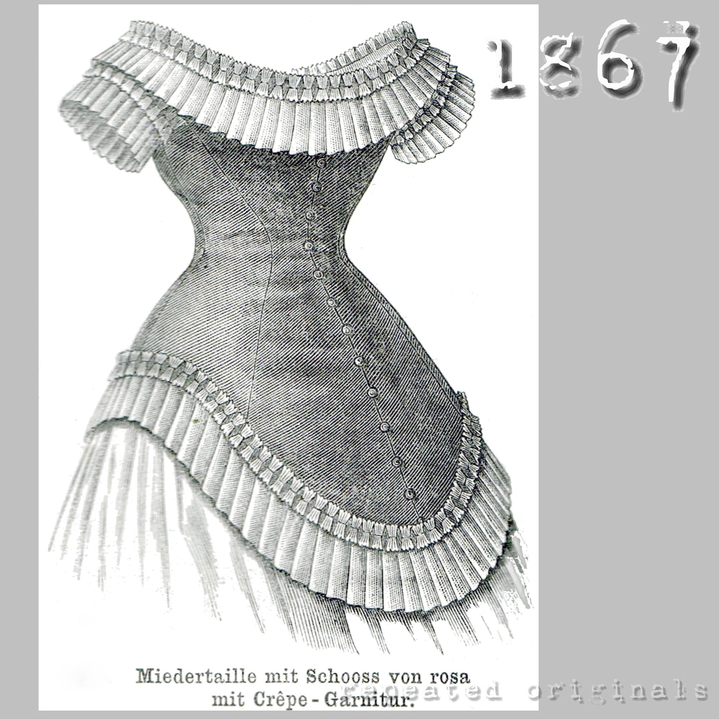 1867 Ball or Society Bodice Sewing Pattern - INSTANT DOWNLOAD PDF