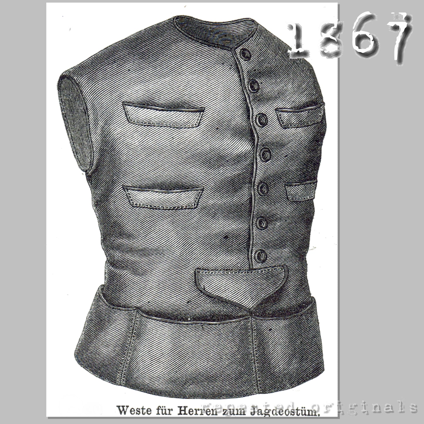 1867 Hunting Vest/Waistcoat Sewing Pattern - INSTANT DOWNLOAD PDF