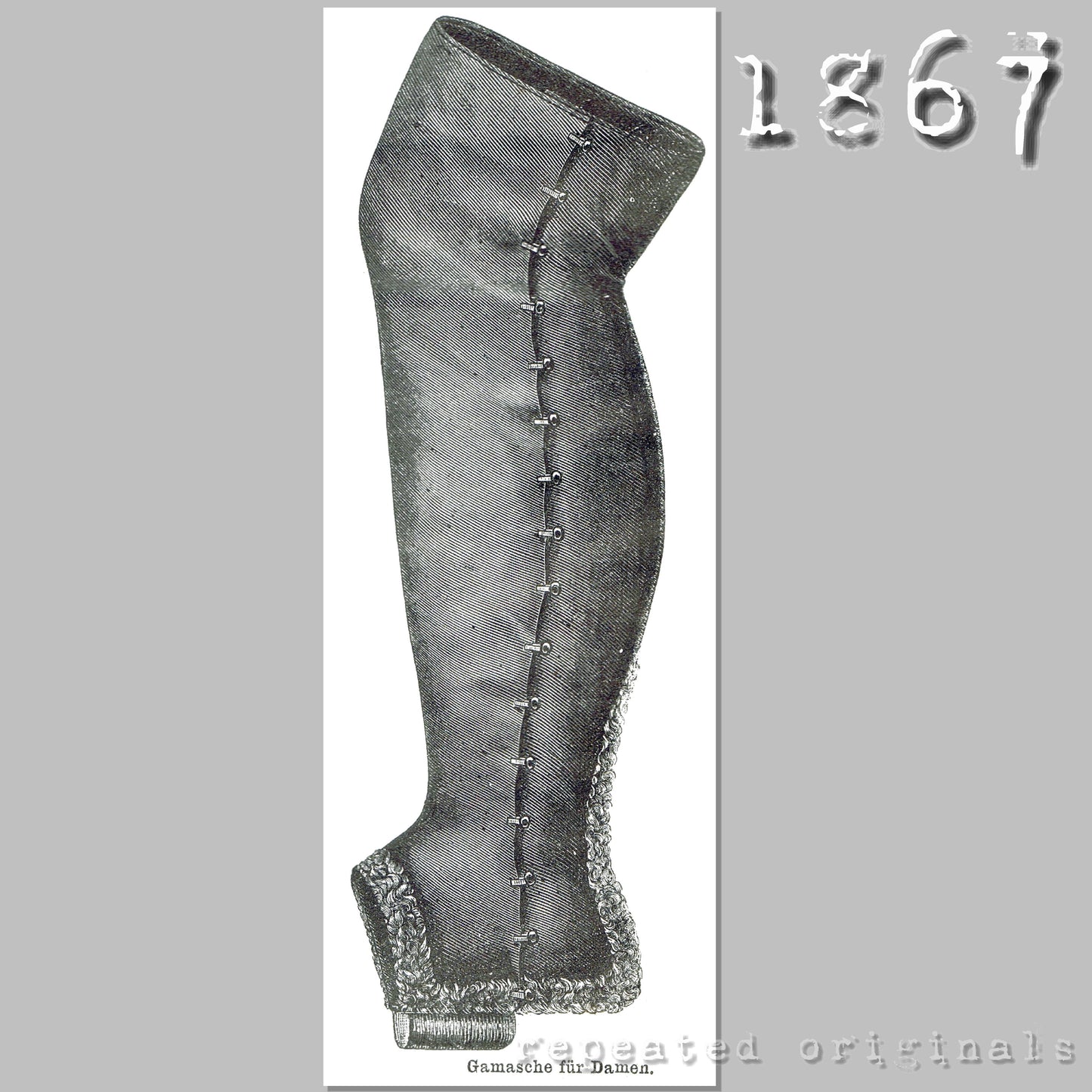 1867 Ladies Gaiter Sewing Pattern - INSTANT DOWNLOAD PDF