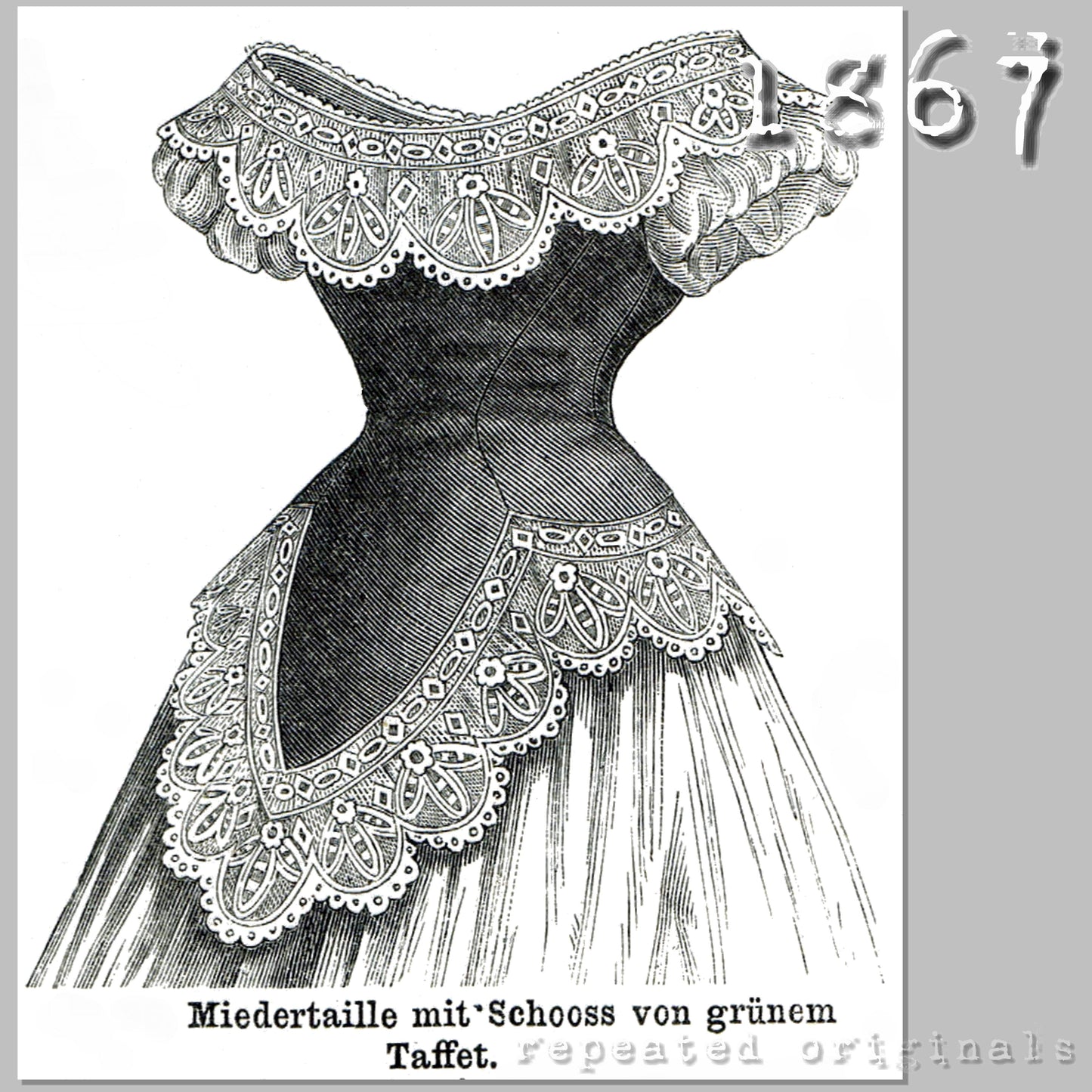 1867 Ball or Society Bodice Sewing Pattern - INSTANT DOWNLOAD PDF