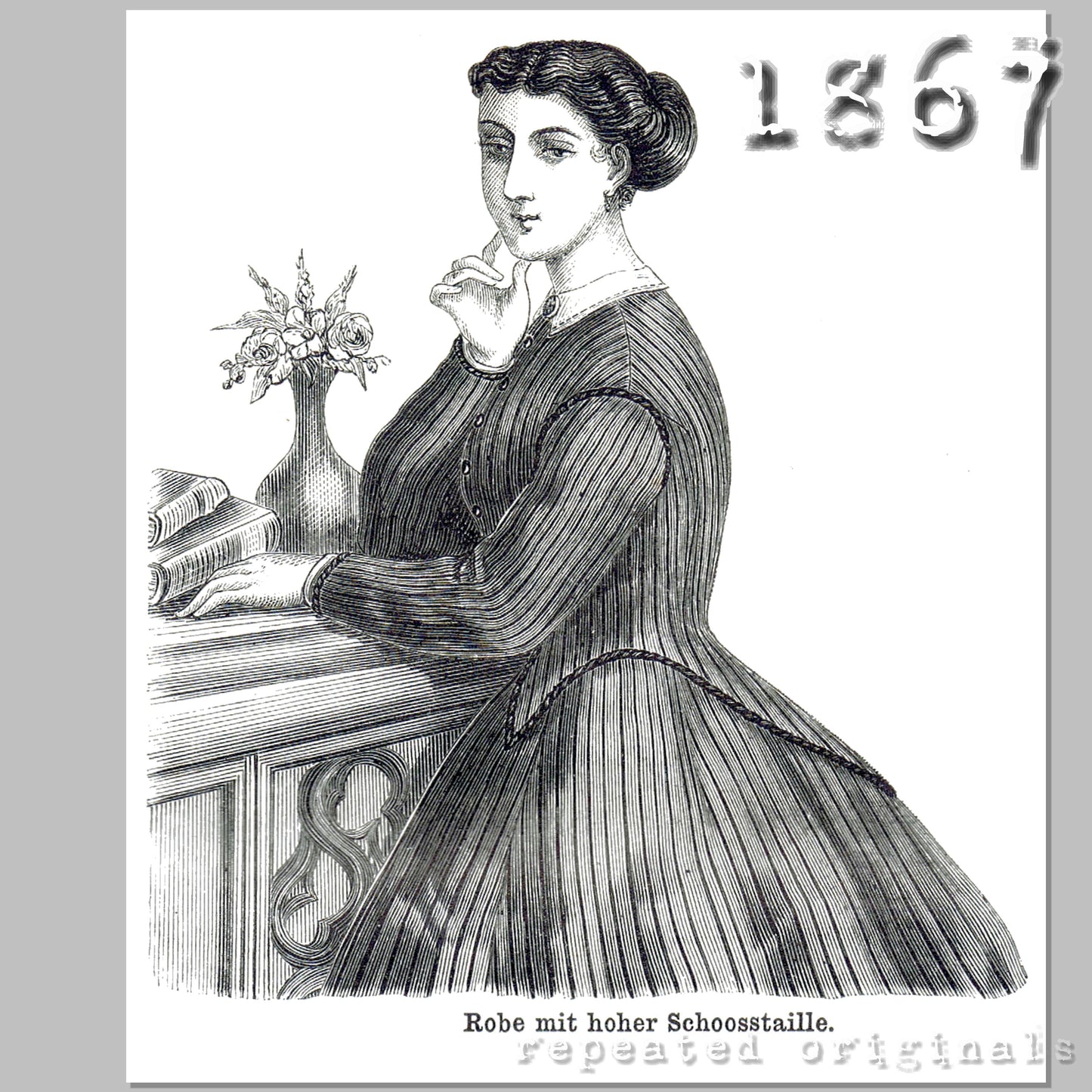 1867 Bodice with Hight Waist Sewing Pattern - INSTANT DOWNLOAD PDF