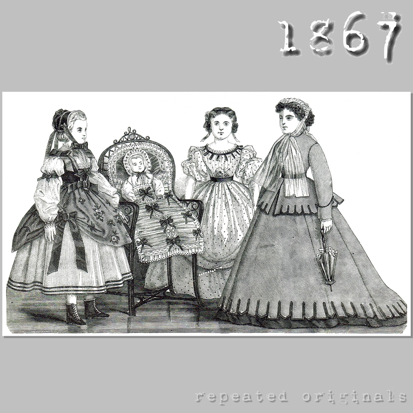 1867 Dolls Clothes Sewing Pattern - INSTANT DOWNLOAD PDF