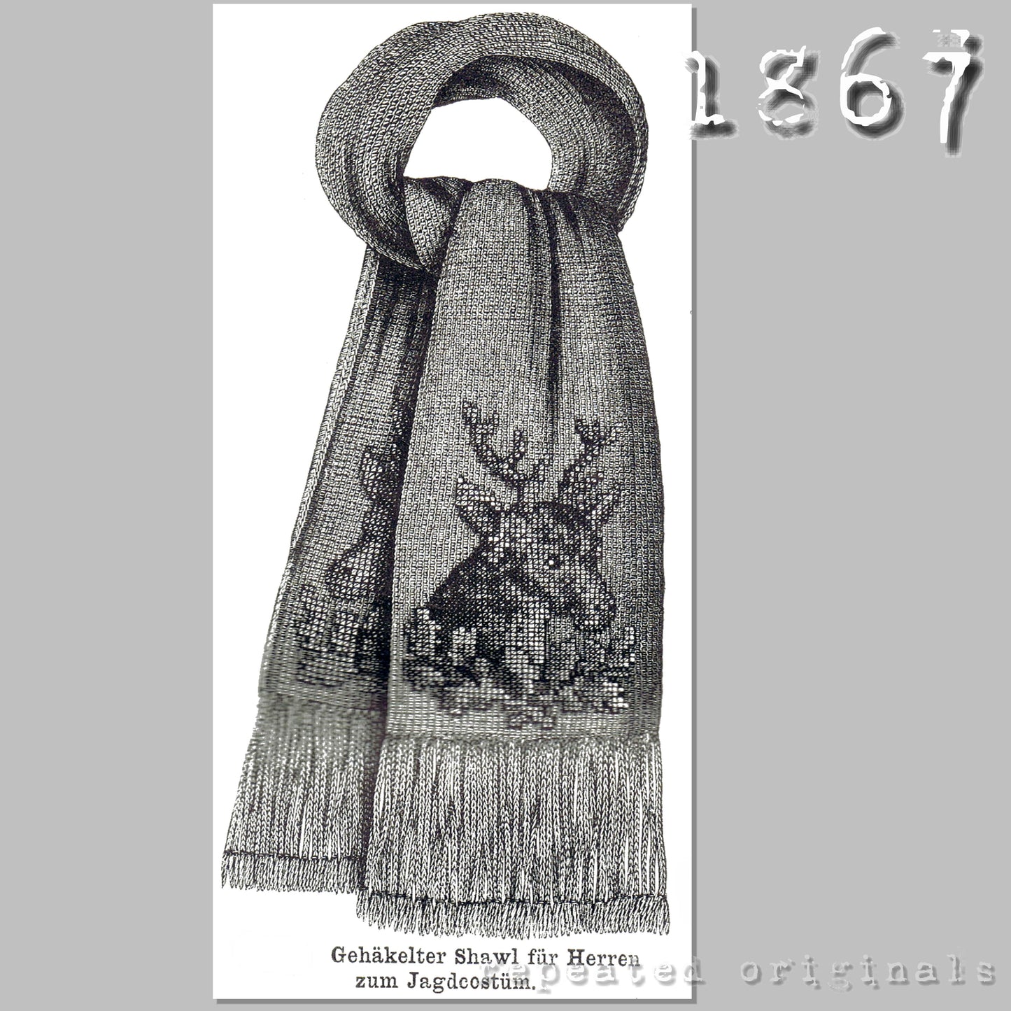 1867 Crochet Scarf for Men's Hunting Outfit Sewing Pattern - INSTANT DOWNLOAD PDF