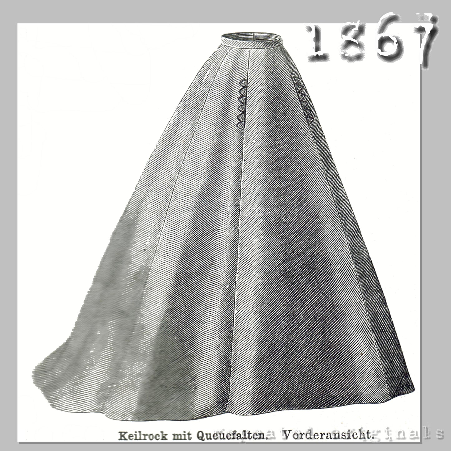 1867 Pleated Gored Skirt Sewing Pattern - INSTANT DOWNLOAD PDF