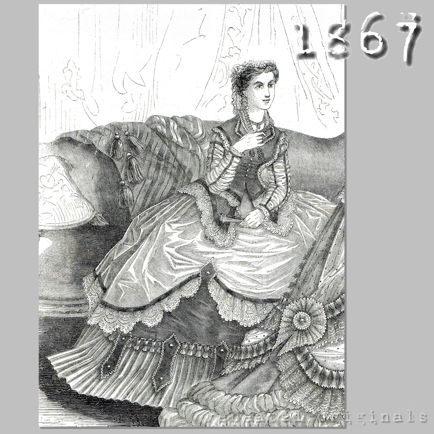 1867 Casaque of purple taffeta Sewing Pattern - INSTANT DOWNLOAD PDF