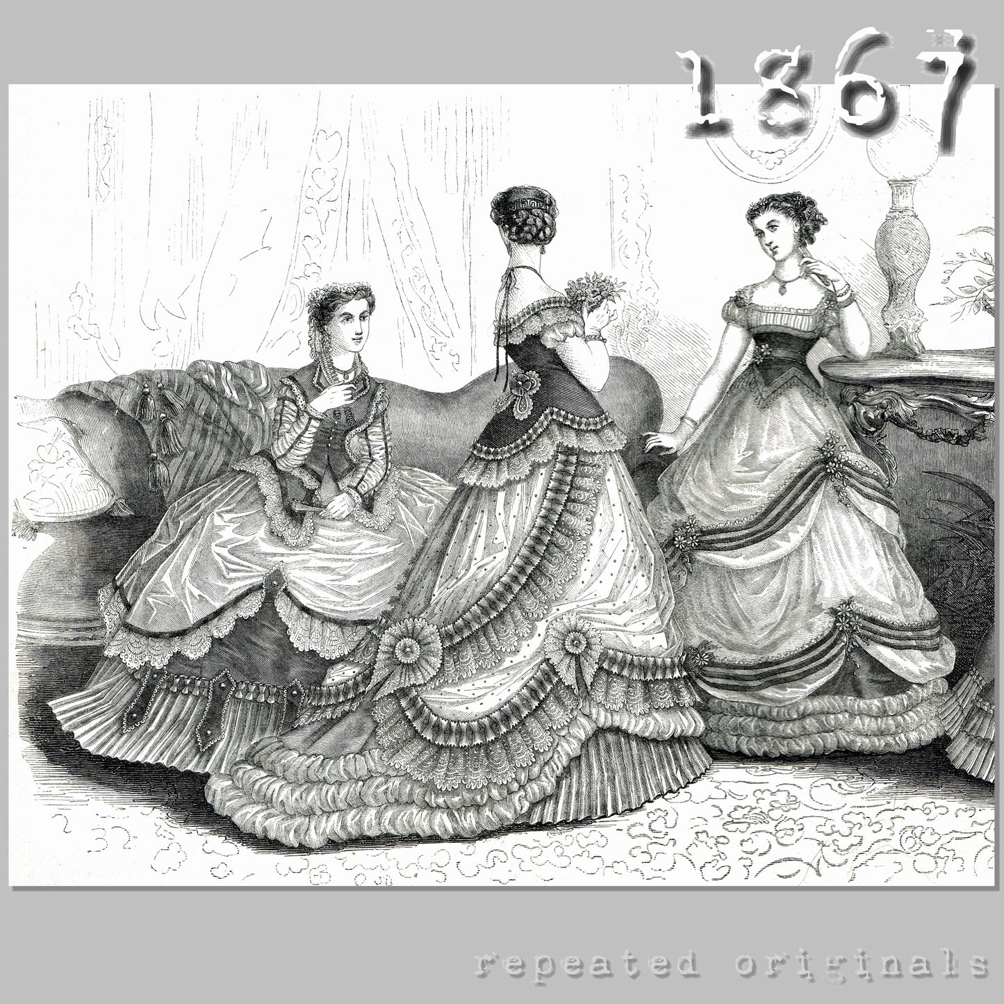 1867 Bodice waist with points Sewing Pattern - INSTANT DOWNLOAD PDF