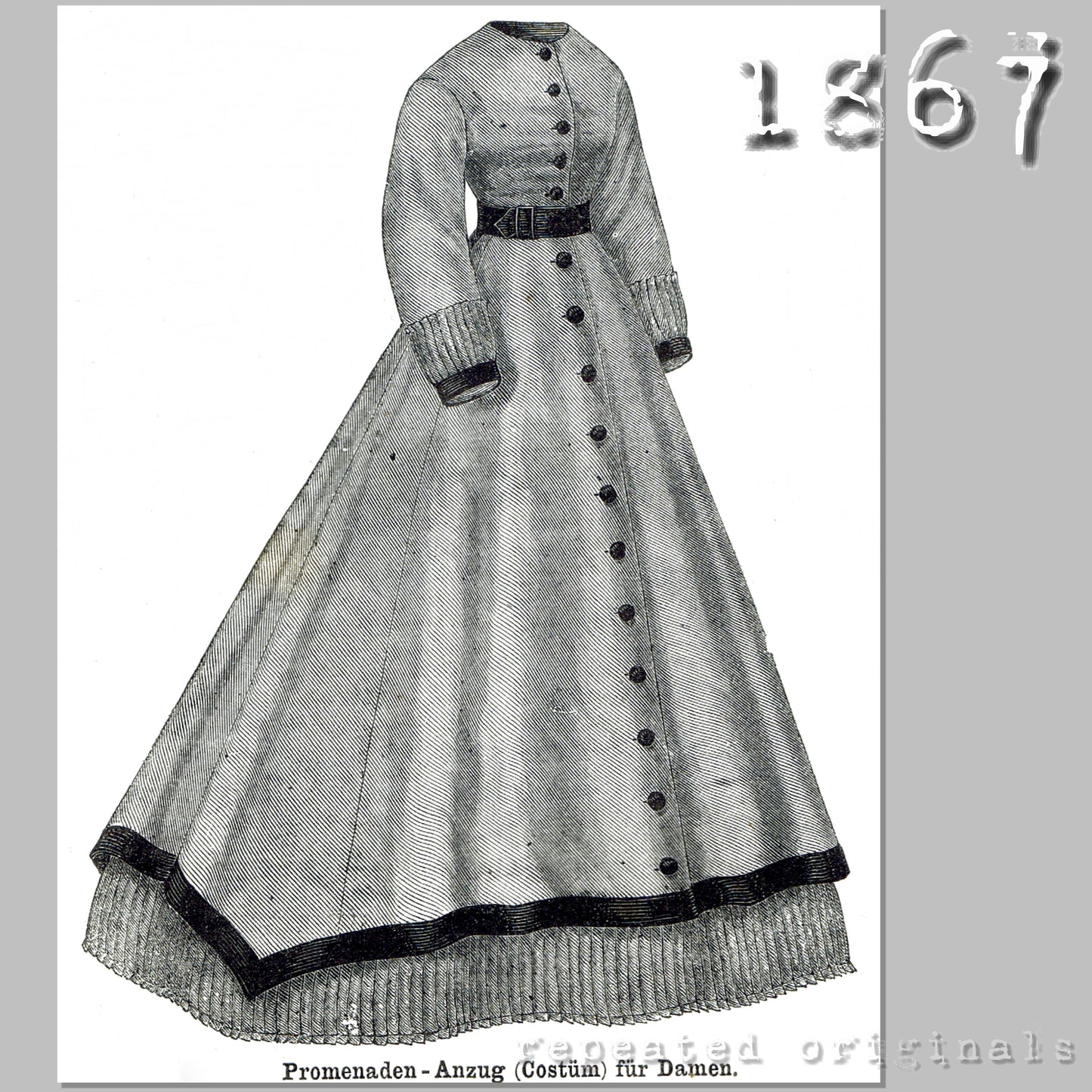 1867 Promenade Outfit with Paletot and Underskirt Sewing Pattern - INSTANT DOWNLOAD PDF