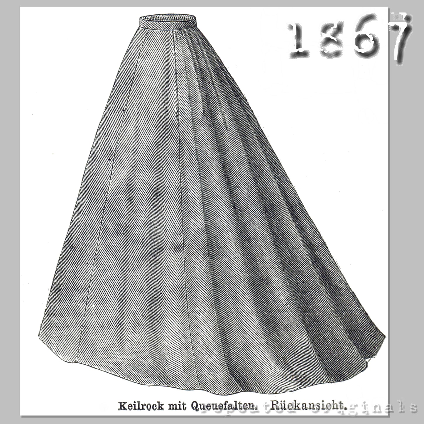 1867 Pleated Gored Skirt Sewing Pattern - INSTANT DOWNLOAD PDF
