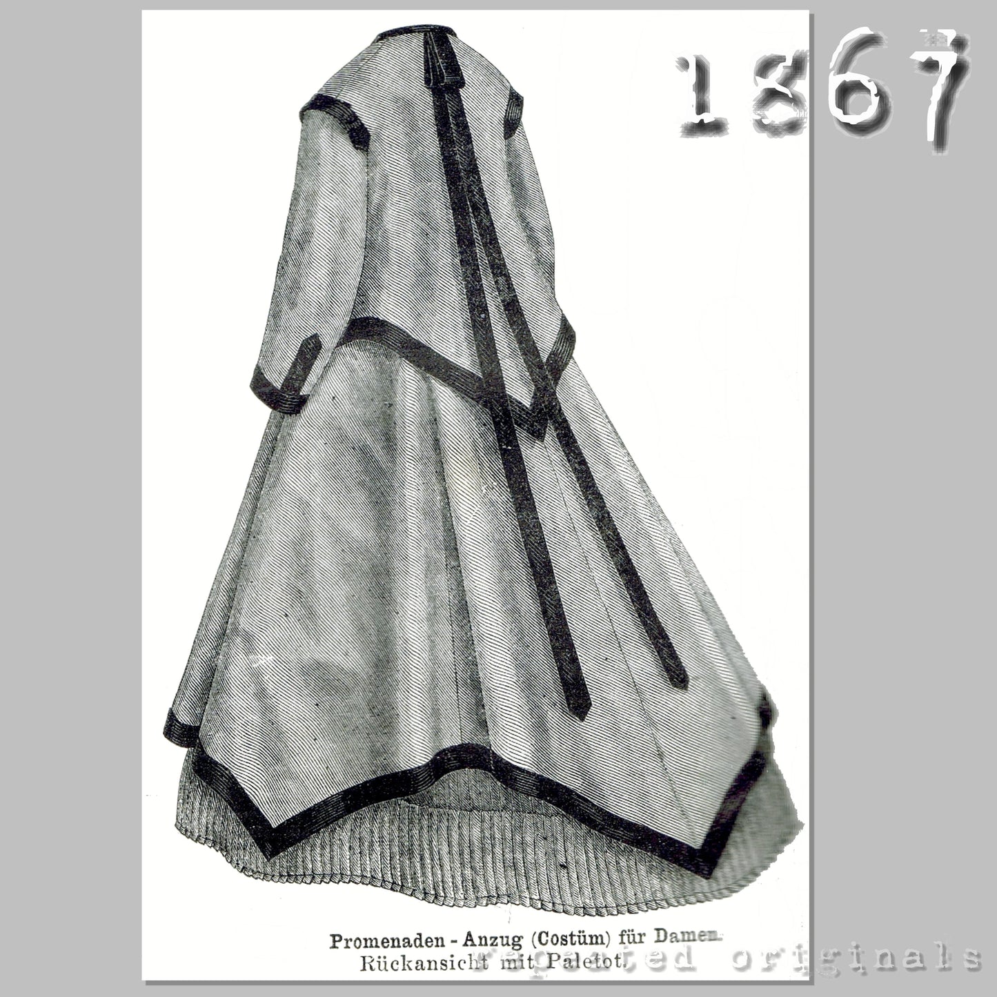 1867 Promenade Outfit with Paletot and Underskirt Sewing Pattern - INSTANT DOWNLOAD PDF