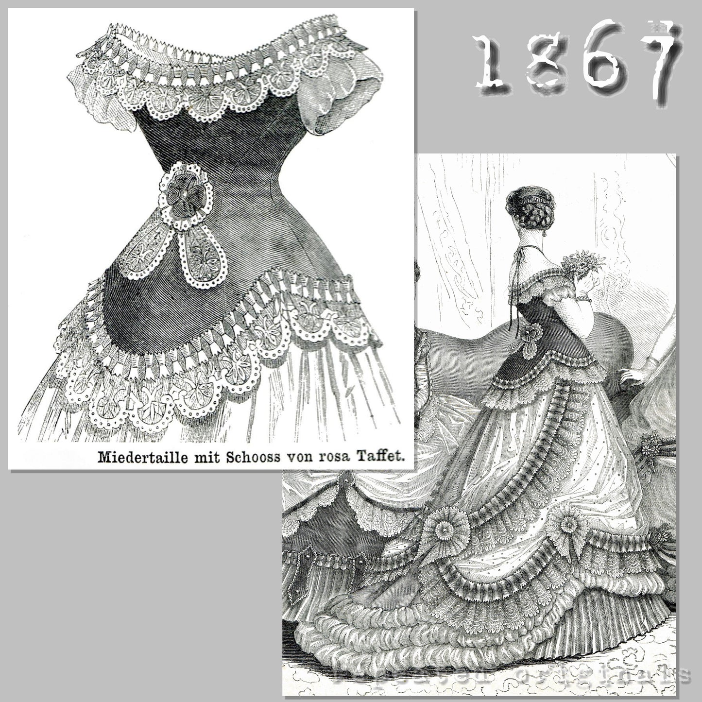 1867 Ball or Society Bodice Sewing Pattern - INSTANT DOWNLOAD PDF