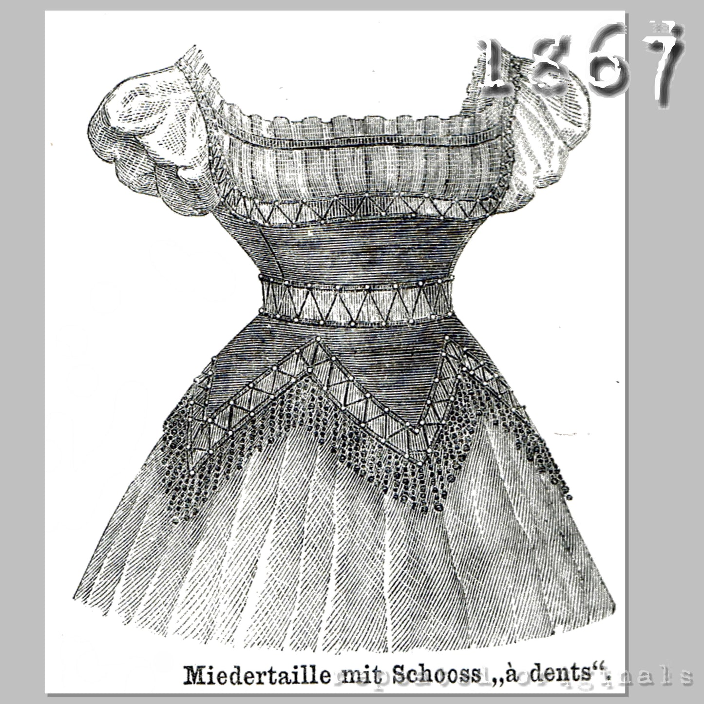 1867 Bodice waist with points Sewing Pattern - INSTANT DOWNLOAD PDF