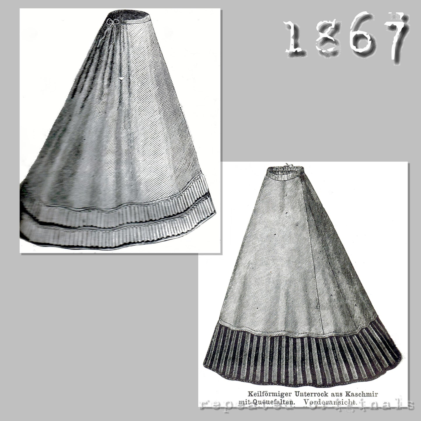 1867 Promenade Outfit with Paletot and Underskirt Sewing Pattern - INSTANT DOWNLOAD PDF