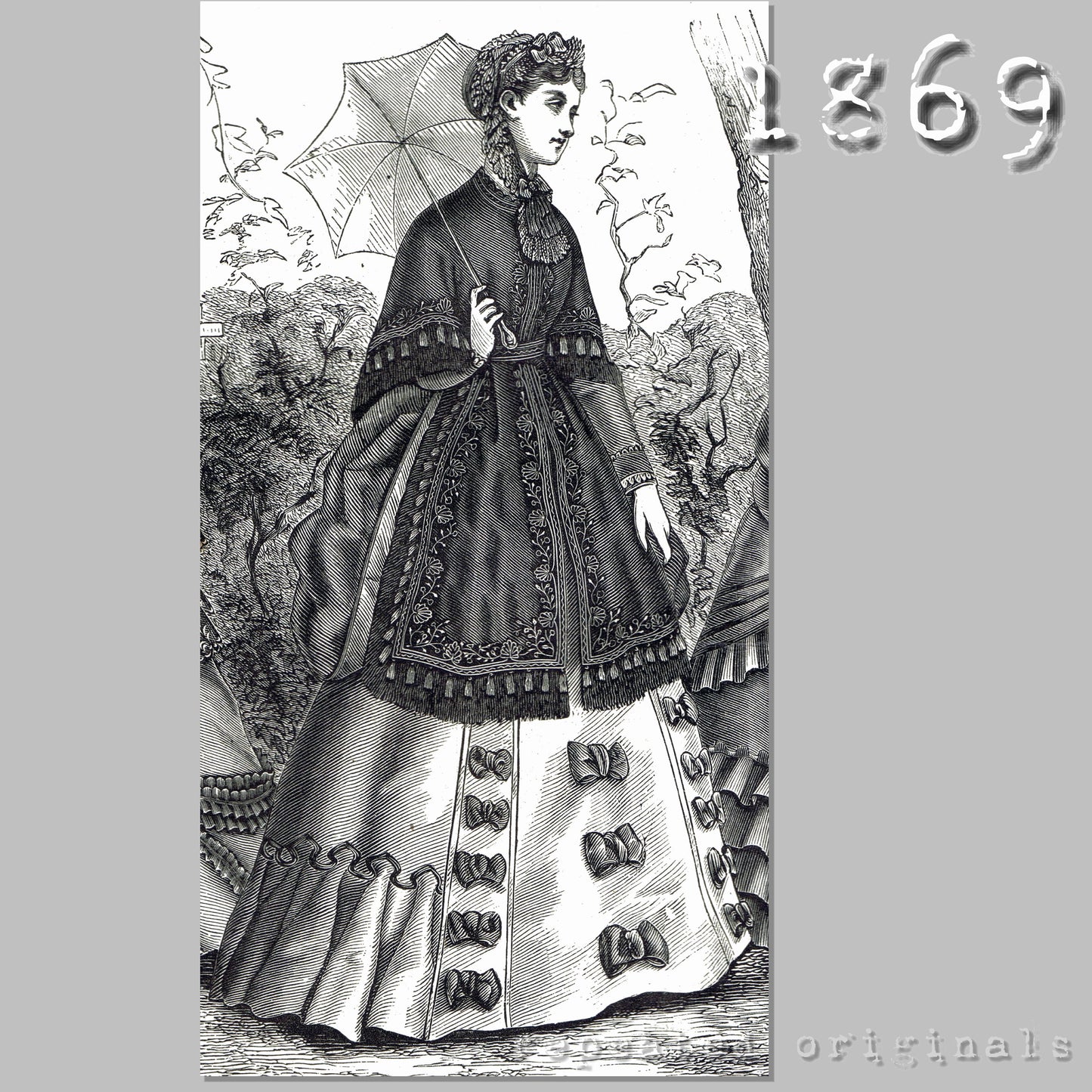 1869 Scarf Mantilla Sewing Pattern - INSTANT DOWNLOAD PDF