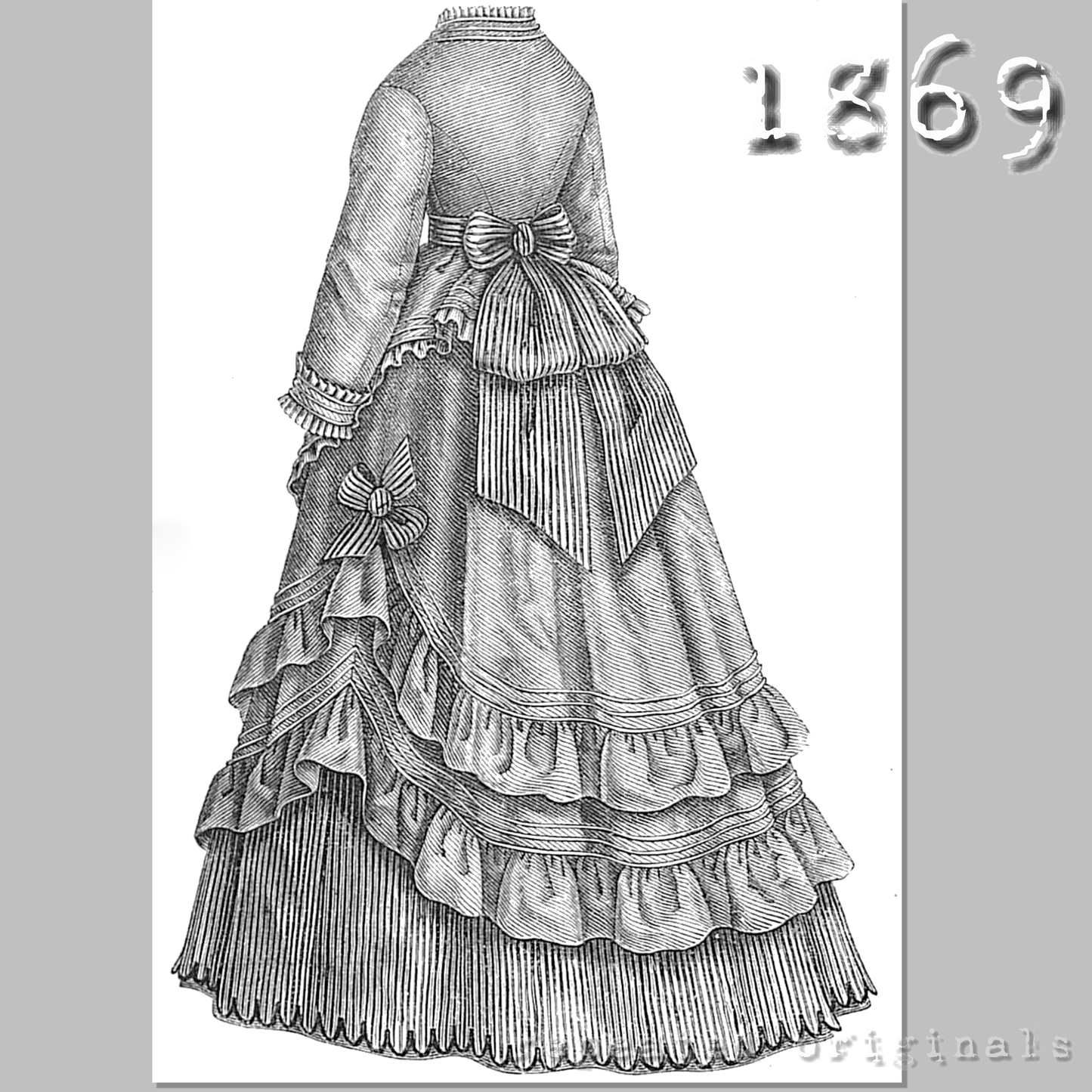 1869 Walking Dress Sewing Pattern - INSTANT DOWNLOAD PDF