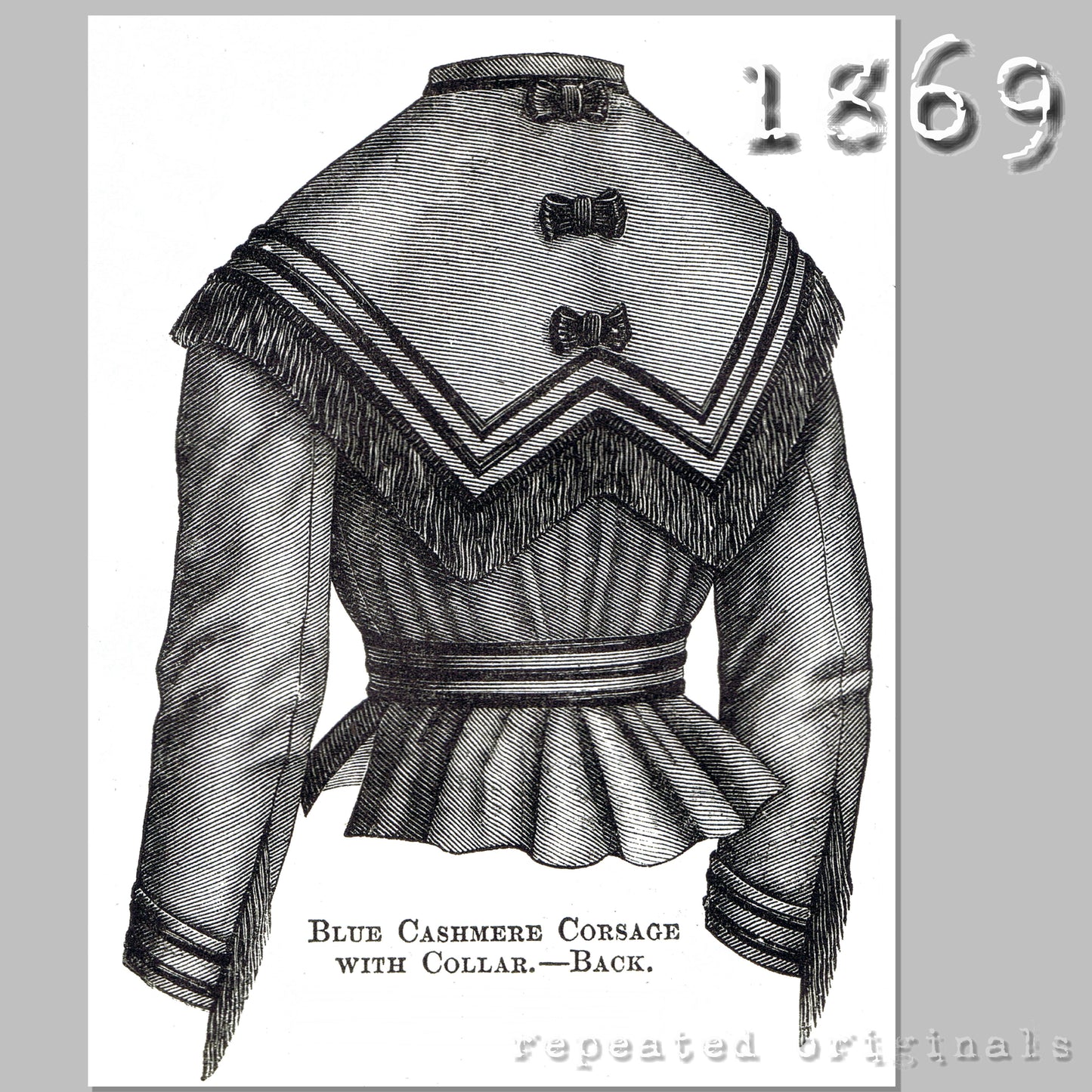 1869 Bodice with Collar Sewing Pattern - INSTANT DOWNLOAD PDF