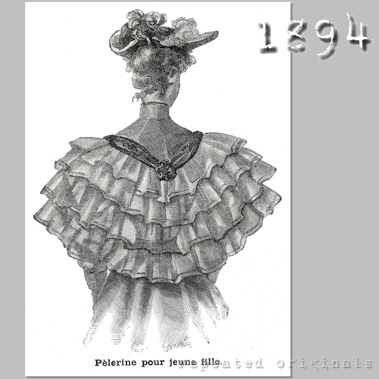 1894 Pelerine with Frills and Ribbon Trim Sewing Pattern - INSTANT DOWNLOAD PDF