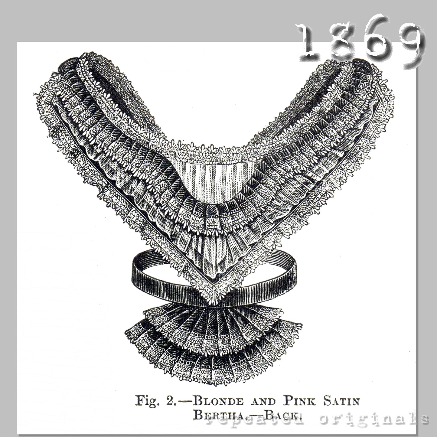 1869 Berth of Blonde Lace and Pink Satin Sewing Pattern - INSTANT DOWNLOAD PDF