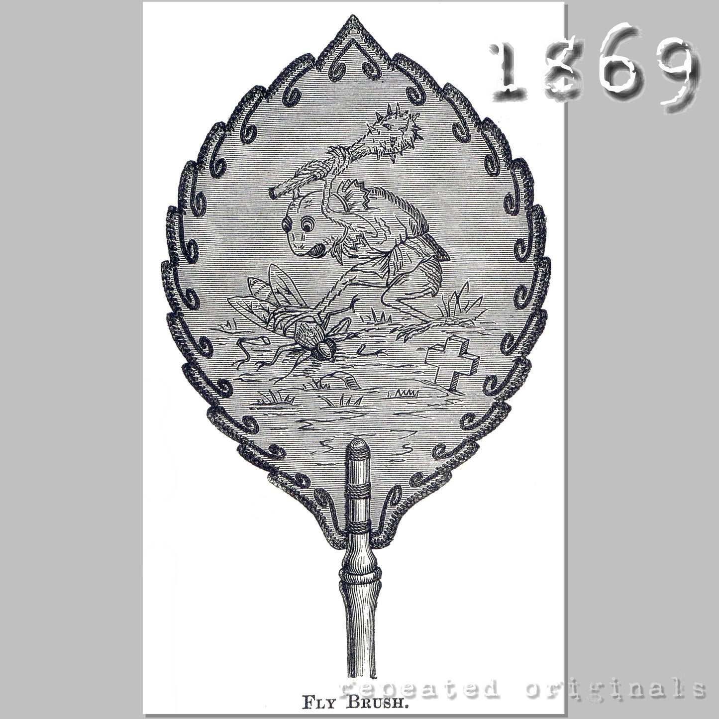 1869 Embroidered Fly Brush (Swat) Pattern - INSTANT DOWNLOAD PDF