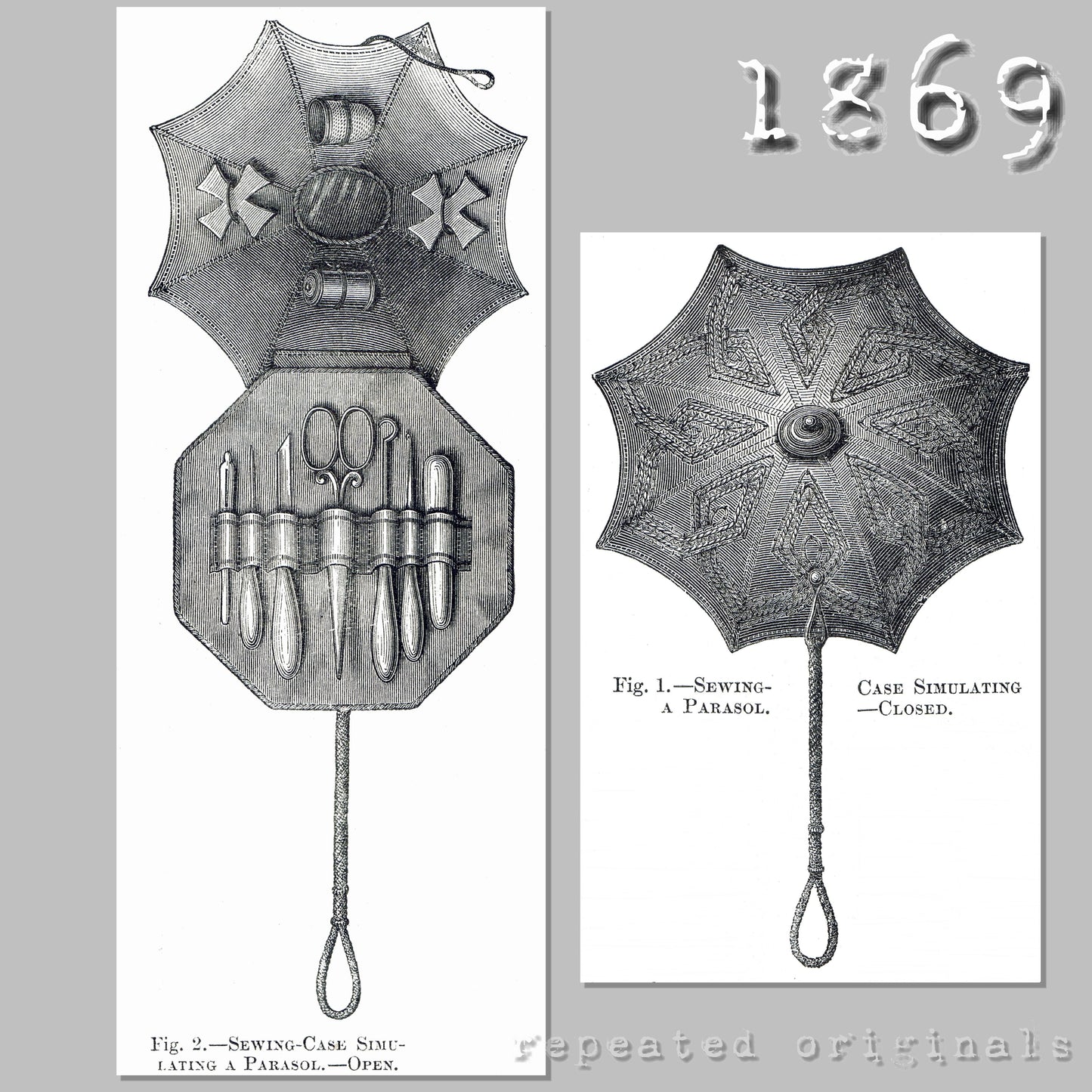 1869 Sewing Case simulating Parasol Sewing Pattern - INSTANT DOWNLOAD PDF