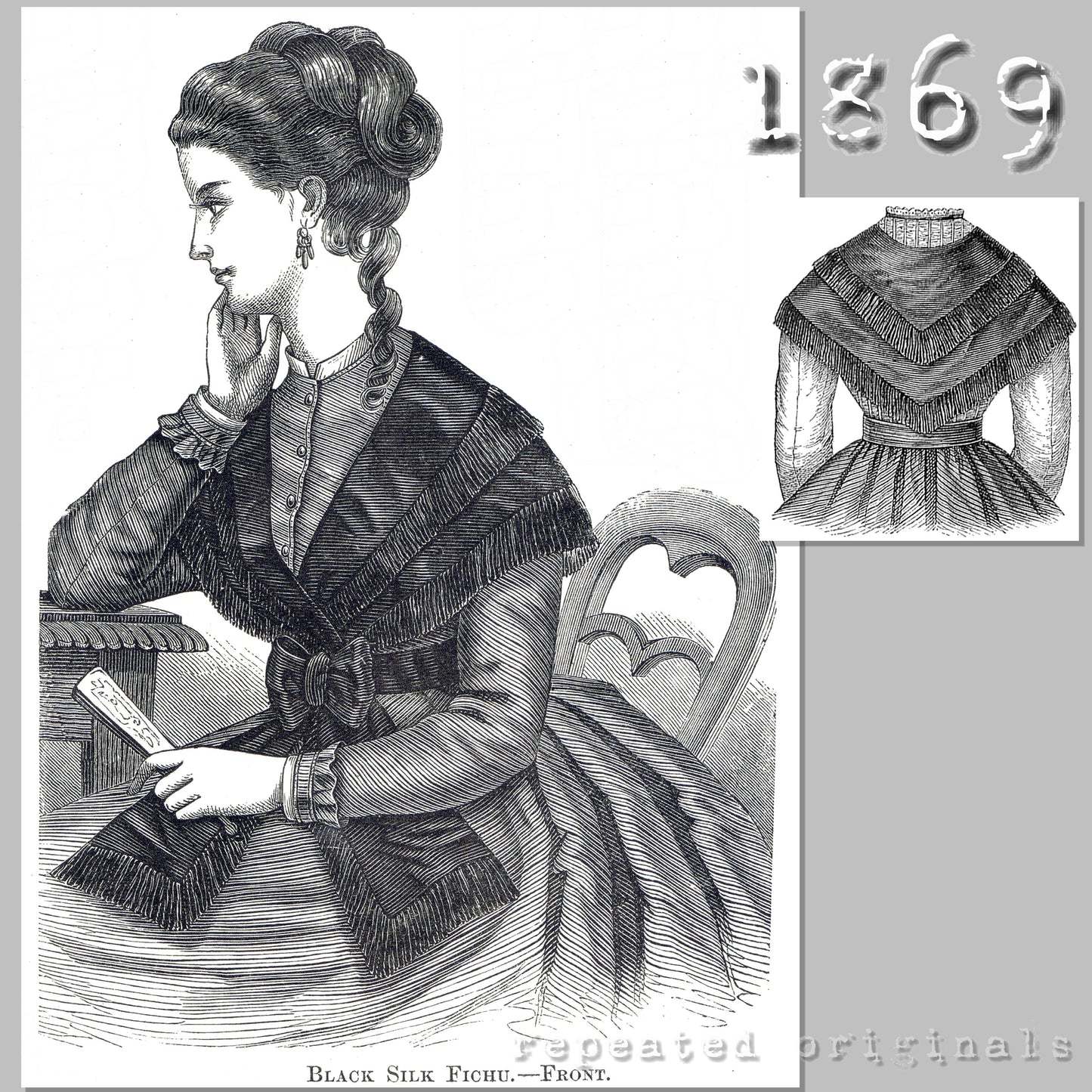 1869 Black Silk Fichu Sewing Pattern - INSTANT DOWNLOAD PDF