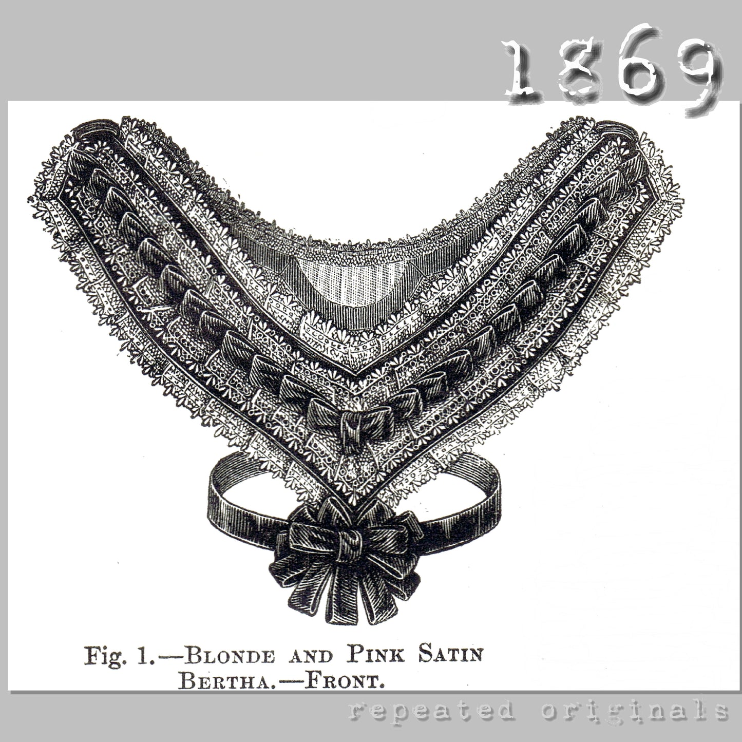 1869 Berth of Blonde Lace and Pink Satin Sewing Pattern - INSTANT DOWNLOAD PDF