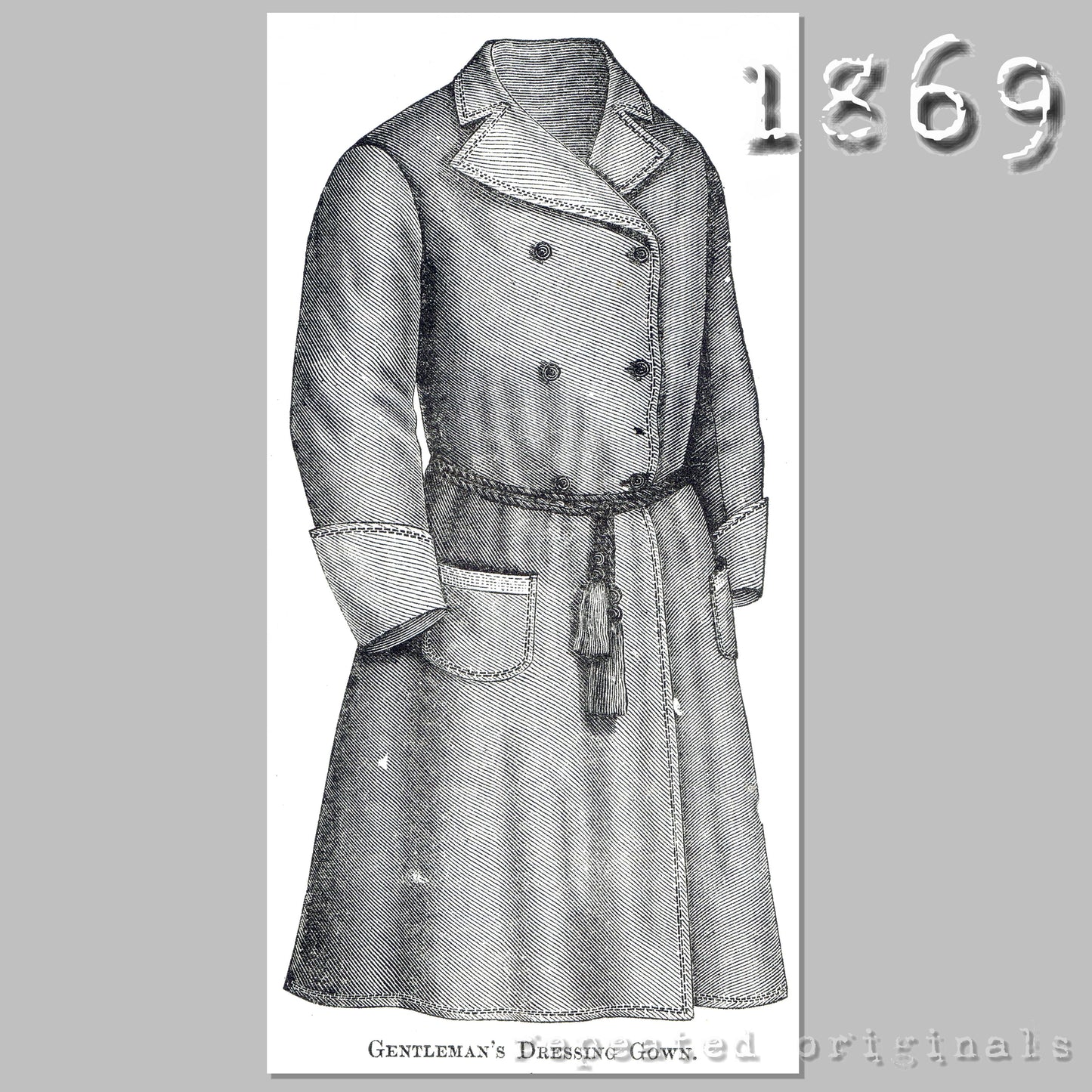 1869 Gentleman's Dressing Gown Sewing Pattern - INSTANT DOWNLOAD PDF