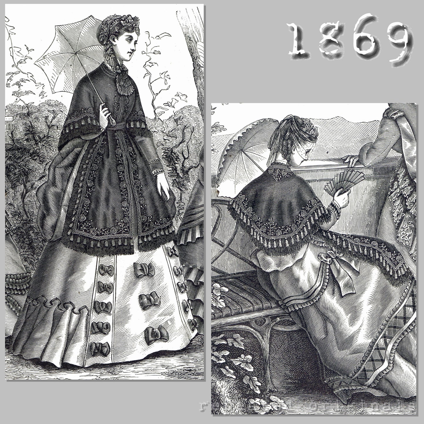 1869 Scarf Mantilla Sewing Pattern - INSTANT DOWNLOAD PDF