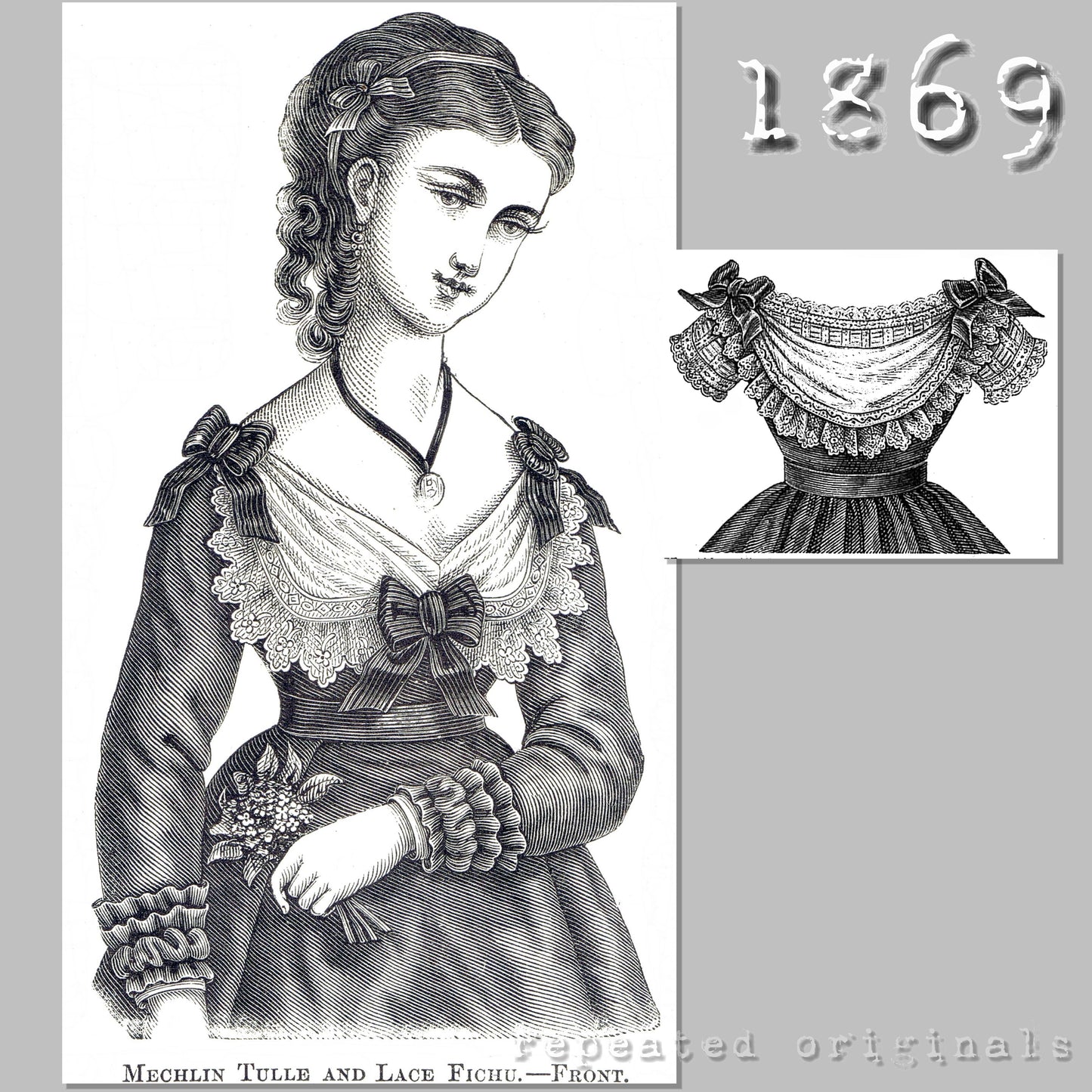1869 Tulle and Lace Fichu Sewing Pattern - INSTANT DOWNLOAD PDF