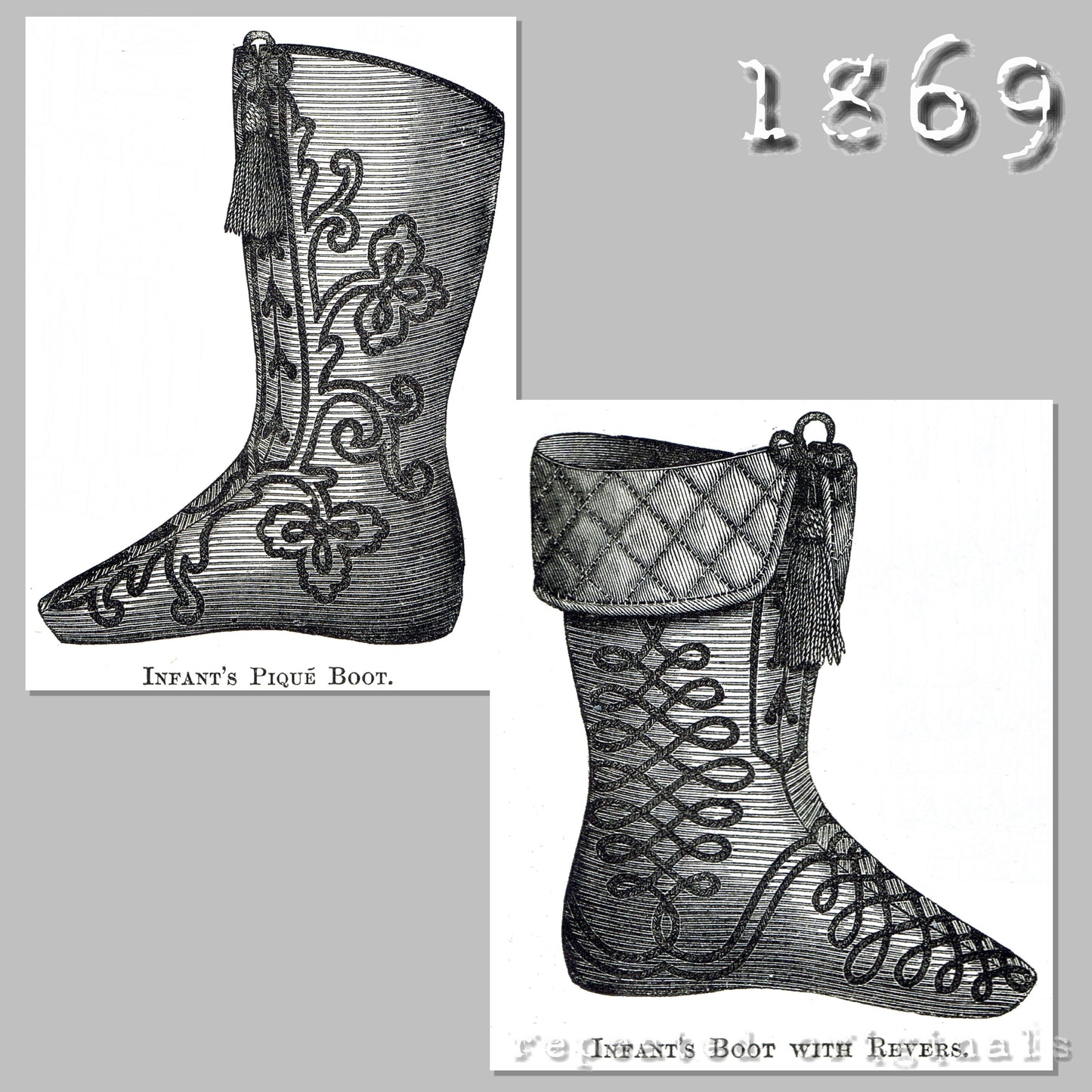 1869 Infant's Boots Sewing Pattern - INSTANT DOWNLOAD PDF