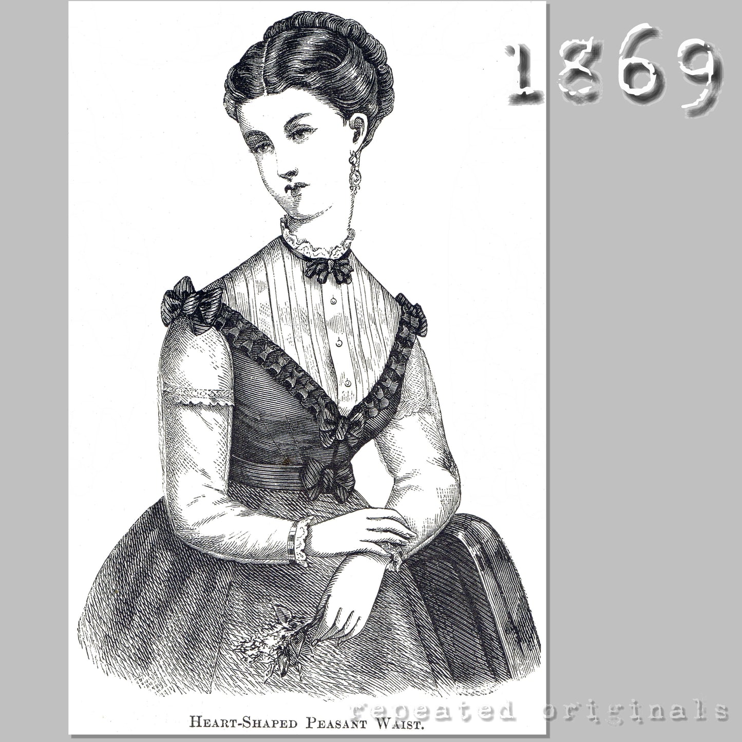1869 Heart Shaped Peasant Waist Sewing Pattern - INSTANT DOWNLOAD PDF