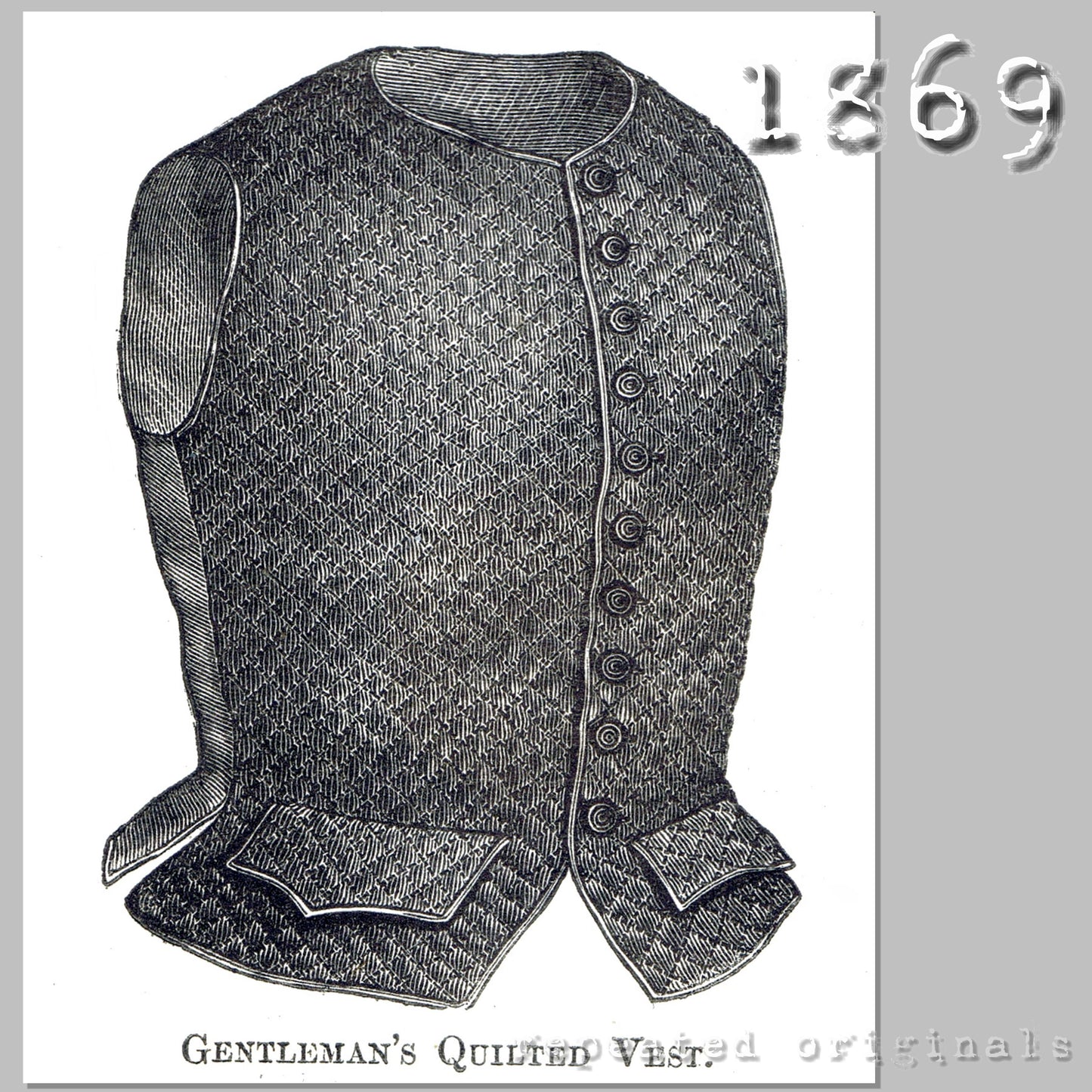 1869 Gentleman's Quilted Vest Sewing Pattern - INSTANT DOWNLOAD PDF