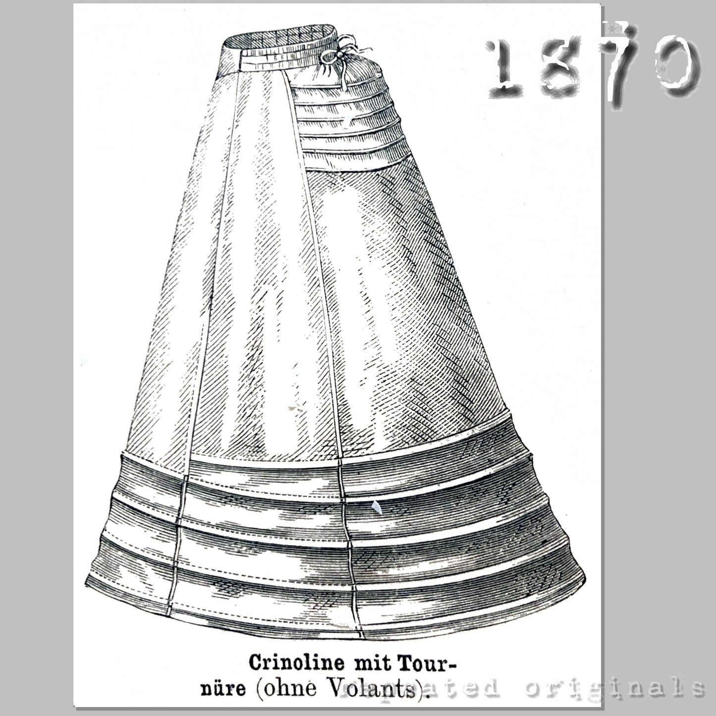 1870 Crinoline with Bustle & Flounce Sewing Pattern - INSTANT DOWNLOAD PDF