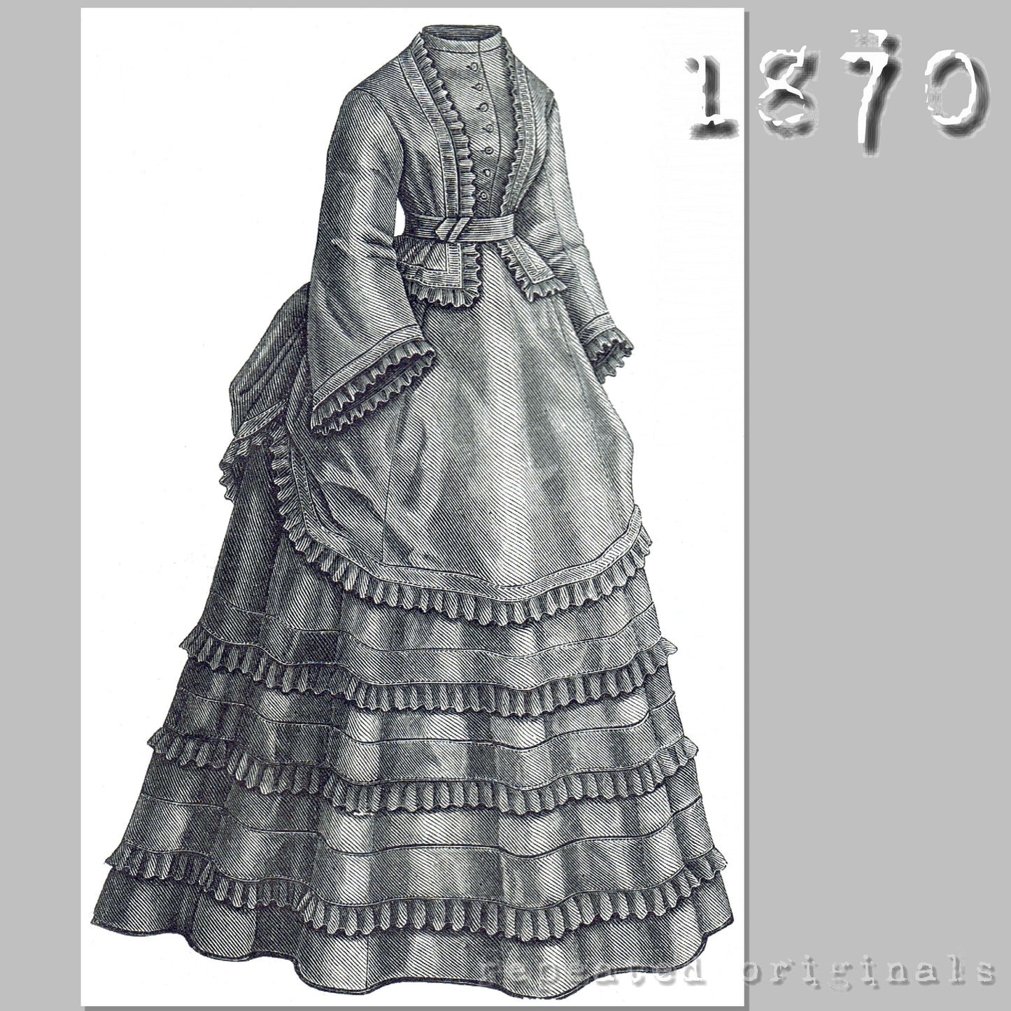 1870 Walking Suit Sewing Pattern - INSTANT DOWNLOAD PDF