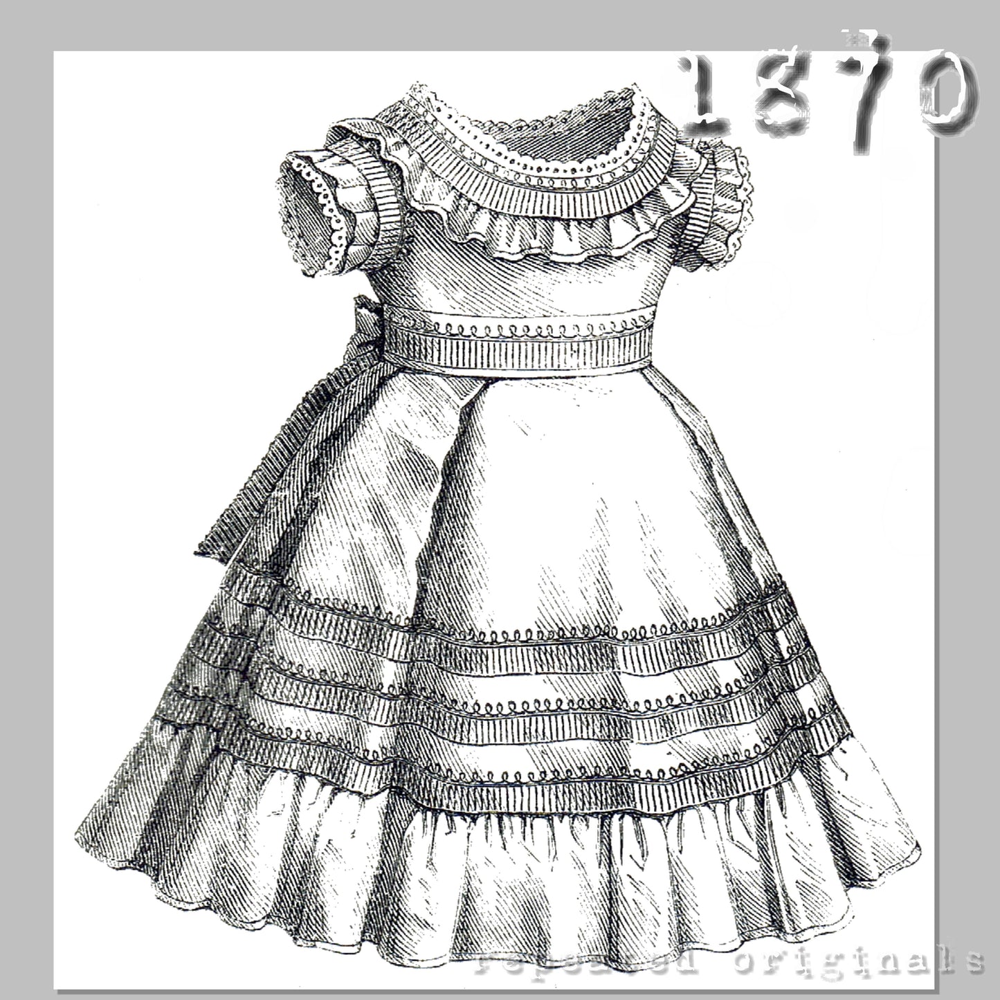 1870 Pique Dress for Girl 1 - 3 Years Sewing Pattern - INSTANT DOWNLOAD PDF
