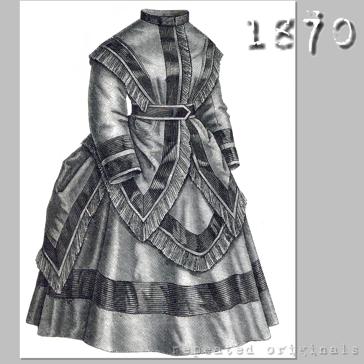 1870 Dress for Girl 10-12 years Sewing Pattern - INSTANT DOWNLOAD PDF