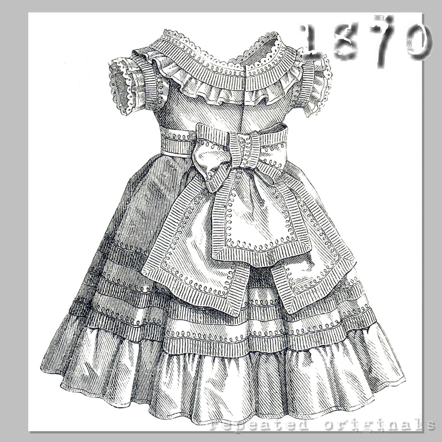 1870 Pique Dress for Girl 1 - 3 Years Sewing Pattern - INSTANT DOWNLOAD PDF