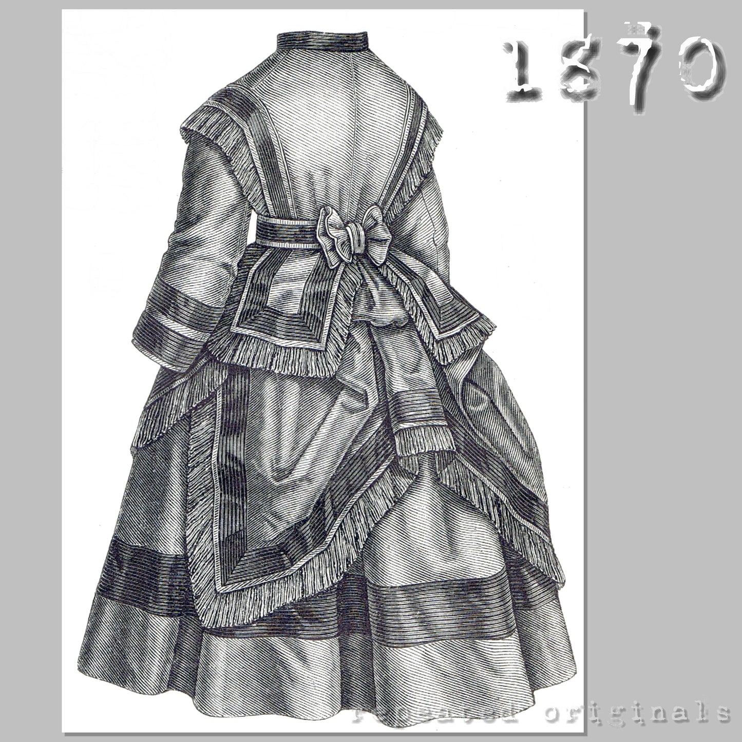 1870 Dress for Girl 10-12 years Sewing Pattern - INSTANT DOWNLOAD PDF