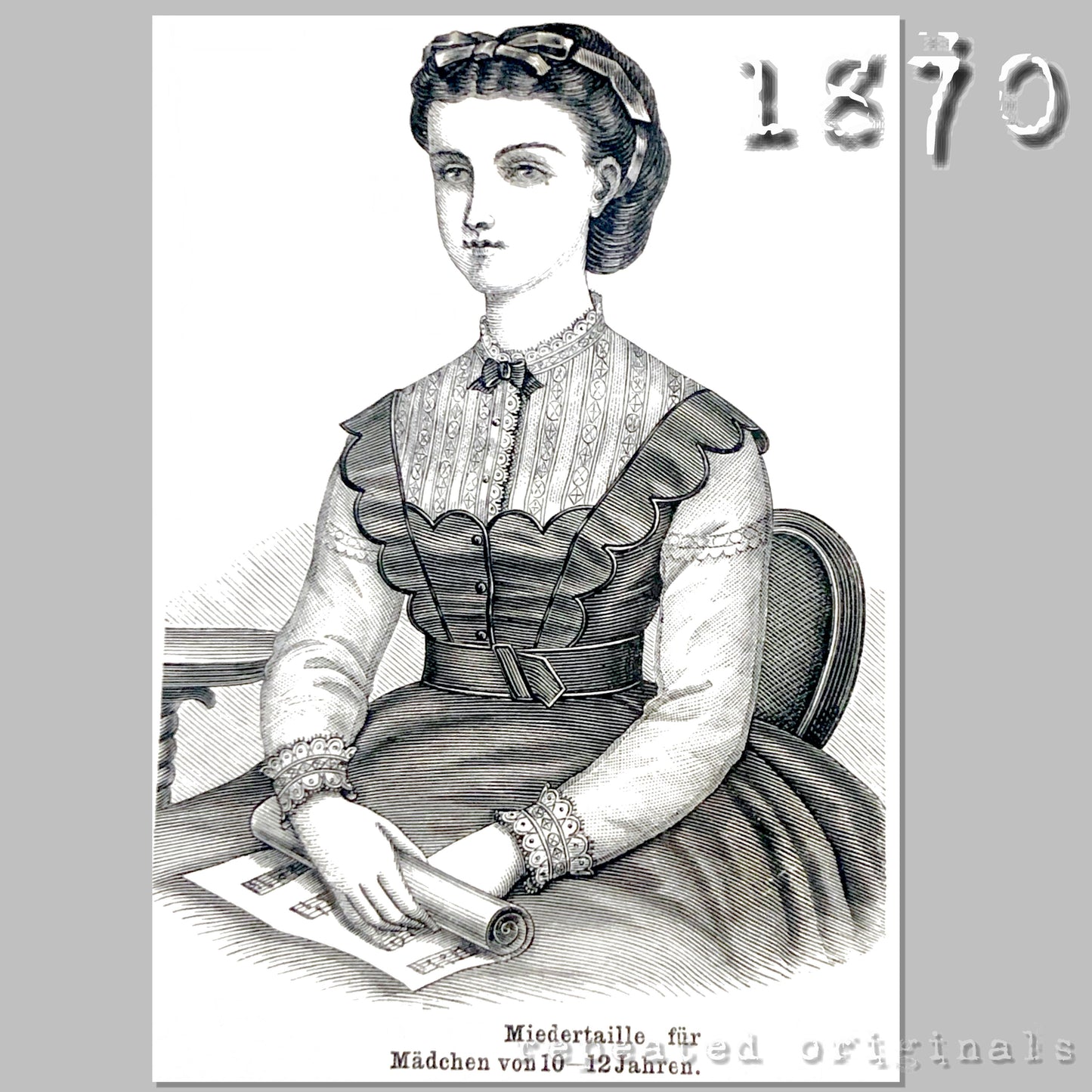 1870 Bodice for Girl 10-12 years Sewing Pattern - INSTANT DOWNLOAD PDF