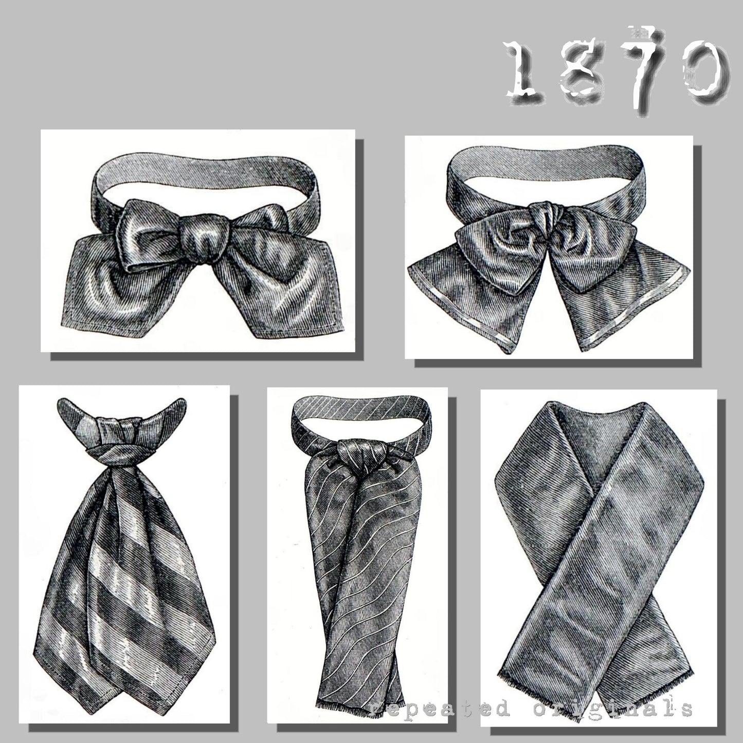 1870 Cravats for boys 10 to 16 years Sewing Pattern - INSTANT DOWNLOAD PDF
