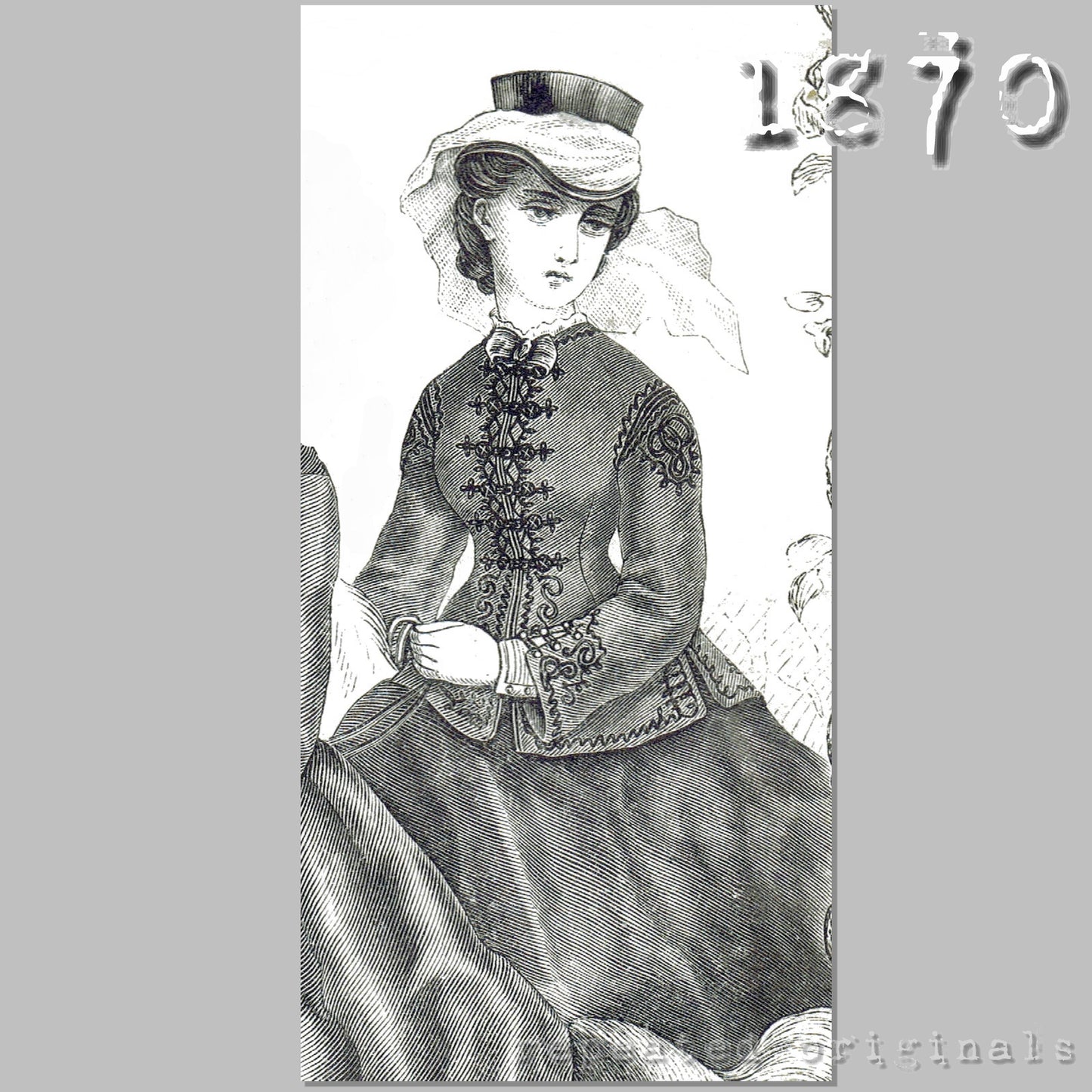 1870 Riding Habit with Hungarian Jacket Sewing Pattern - INSTANT DOWNLOAD PDF